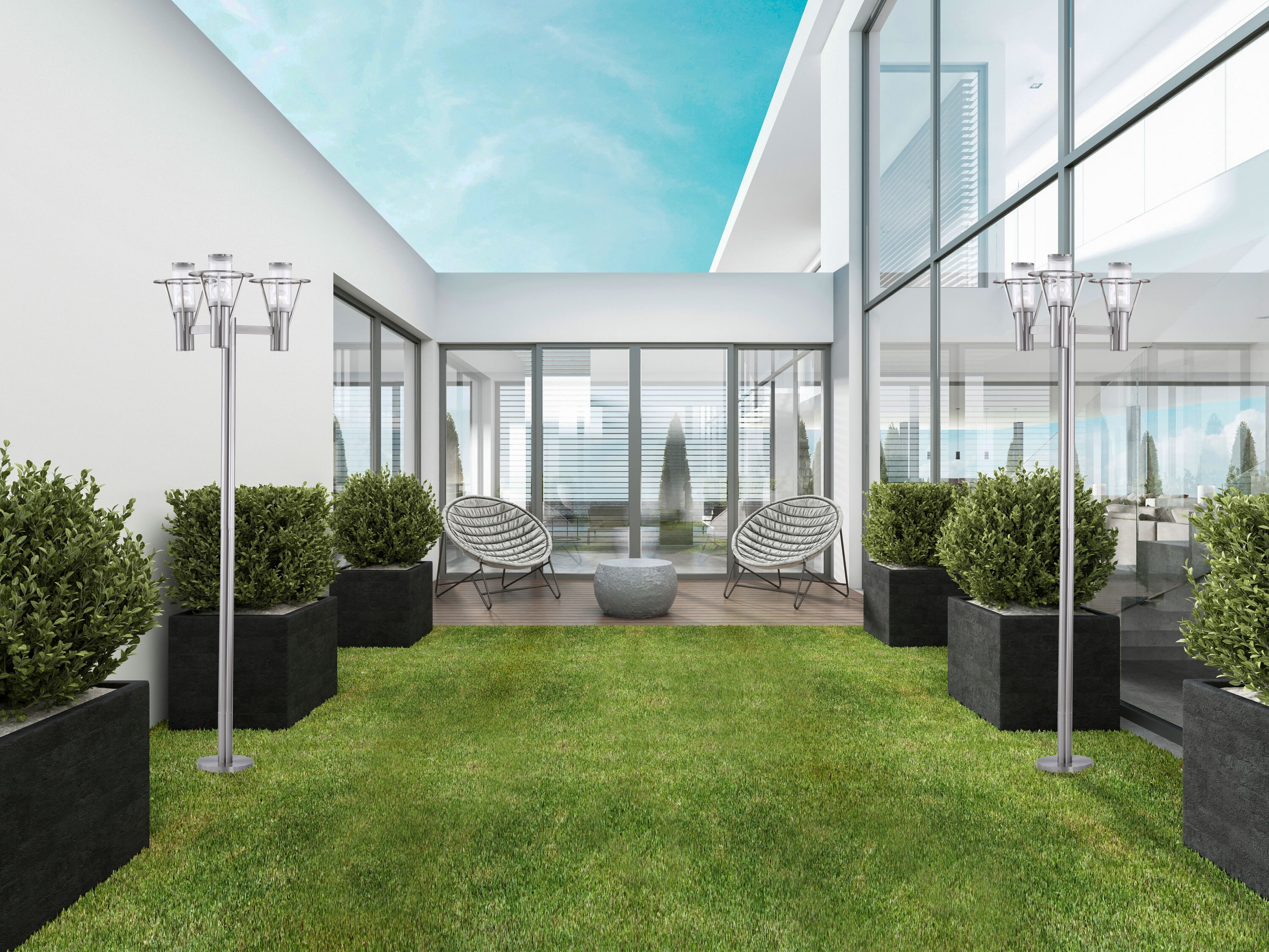Belfast Modern Stainless Steel 86.75" Outdoor Lamp with Clear Glass