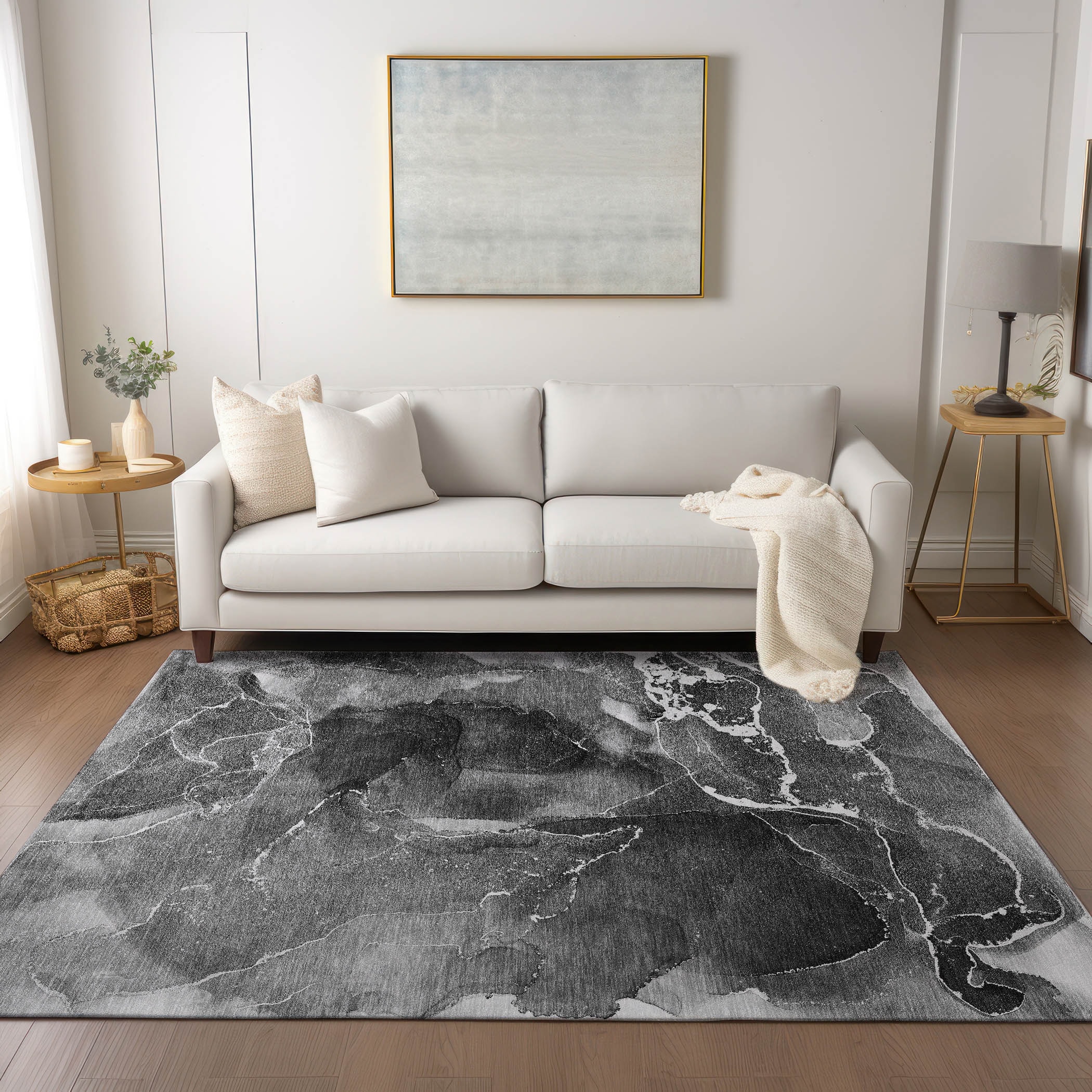 Addison Rugs ACN503GY3X5 Chantille ACN503GY 3 x 5 (ft) Polyester Gray Rectangular Indoor/Outdoor Abstract Machine washable Area rug