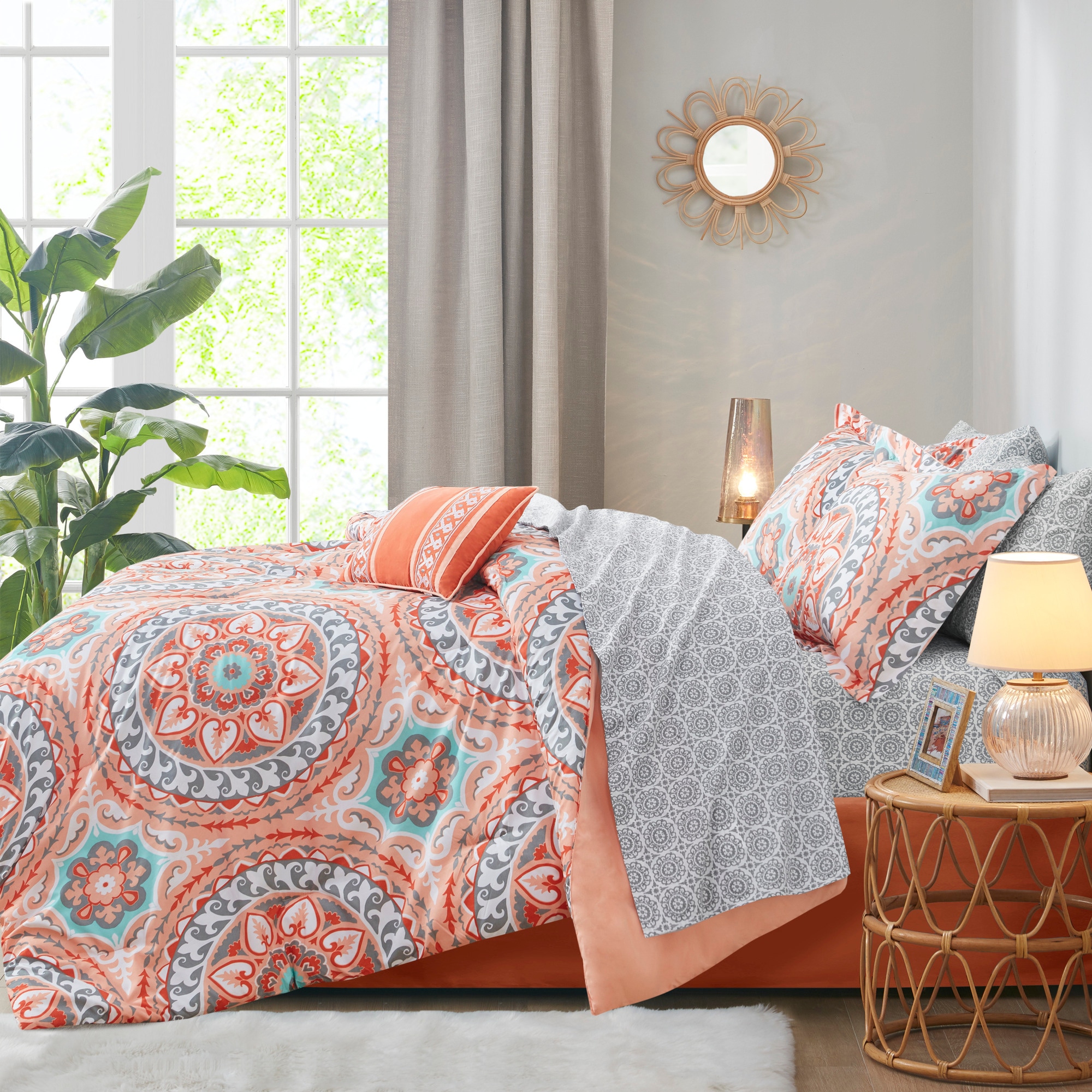 Madison Park Essentials 7-Piece Coral Twin Extra Long Comforter Set ...