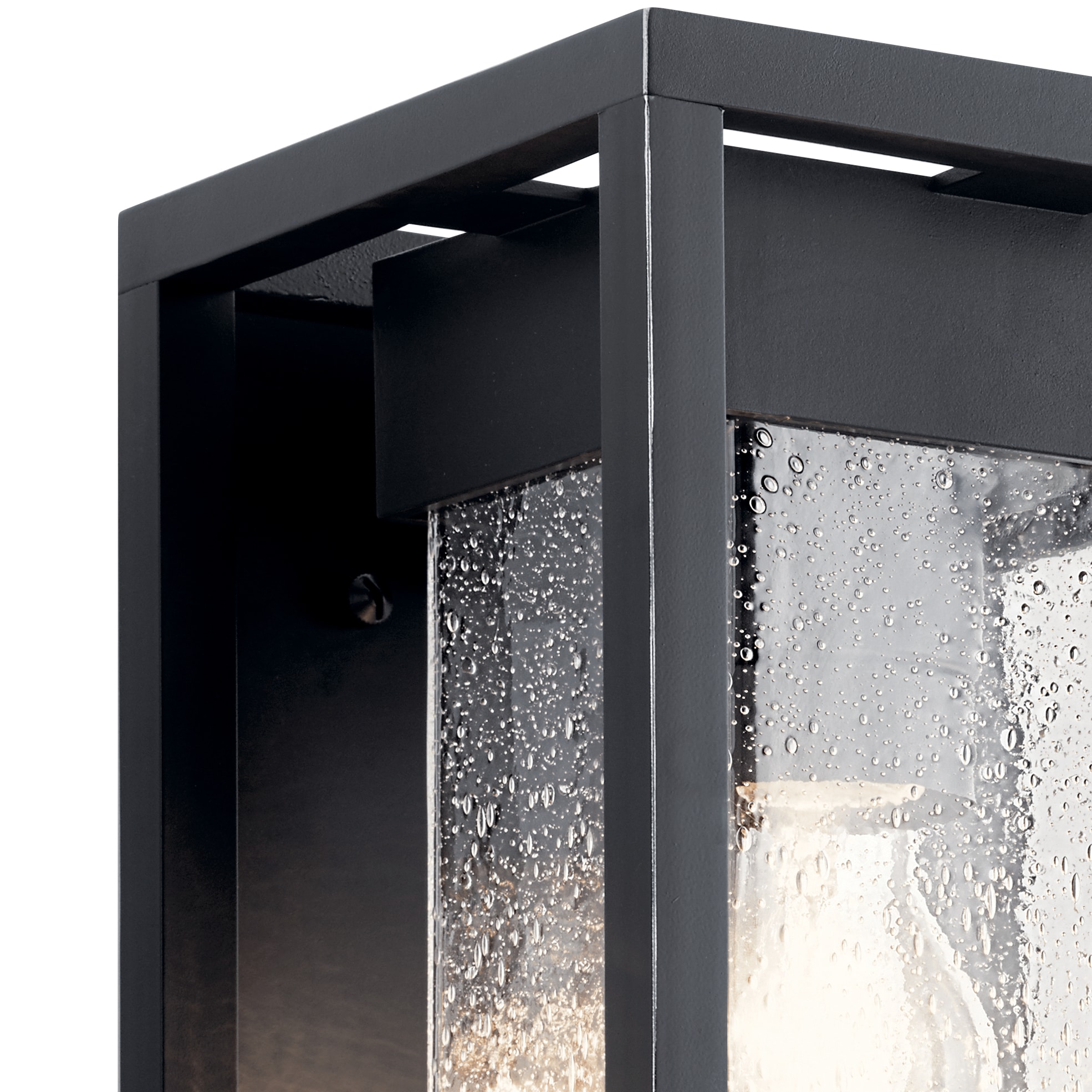 Mercer Black and Silver 12" Outdoor Wall Sconce with Clear Seeded Glass