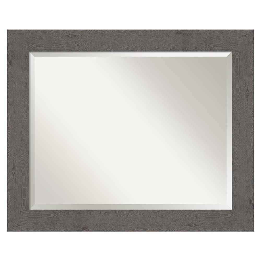 Amanti Art DSW4593571 Rustic Plank 33.38-Inches x 27.38-Inches Framed Rectangle Bathroom Vanity Mirror ( Distressed Grey )