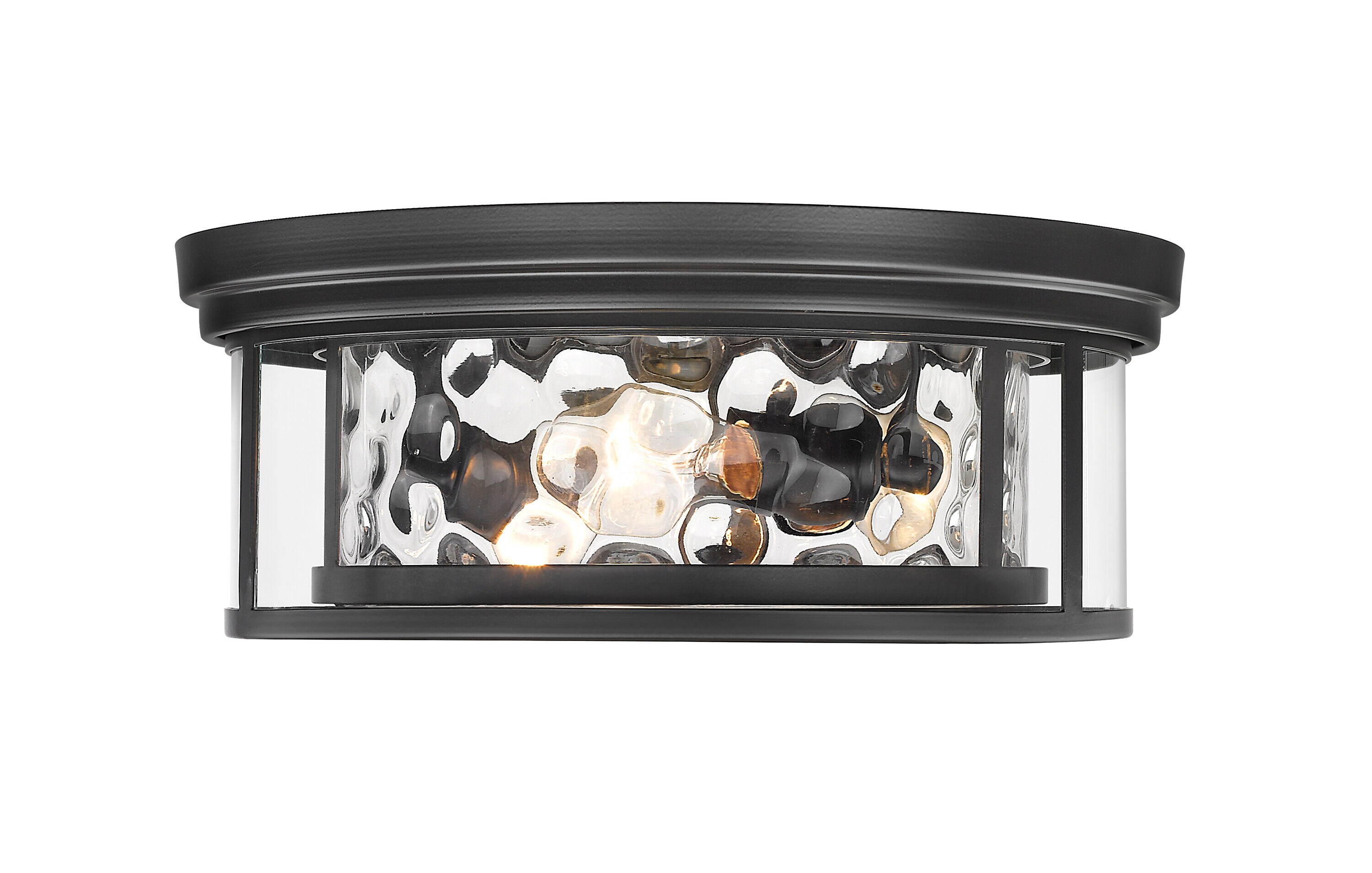 Matte Black and Clear Glass 3-Light Flush Mount Fixture