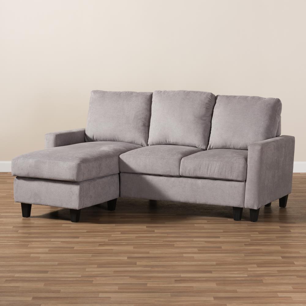 Baxton Studio Greyson 76 in Modern Grey Polyester Blend 3 seater