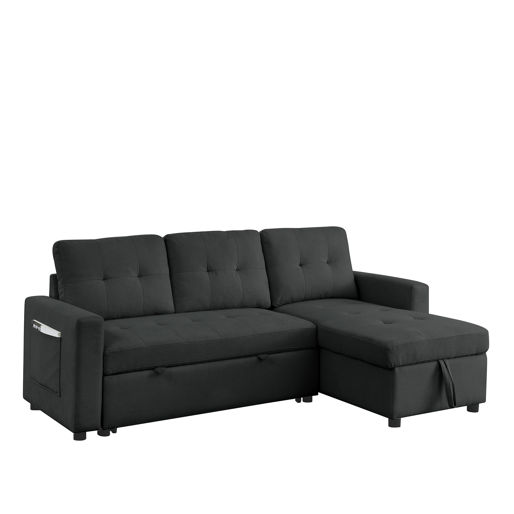GZMR BB1958-WH 78.5" Sleeper Sofa Bed Reversible Sectional Couch 78.5-Inches Modern Black Sofa