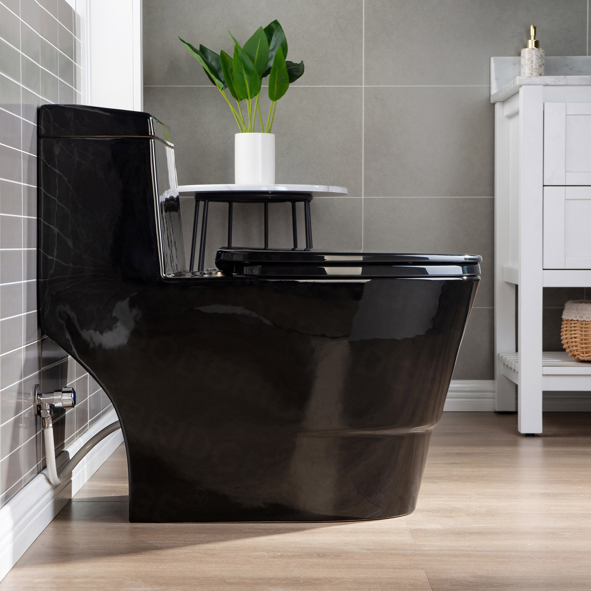 Buy WOODBRIDGEE One Piece Toilet with Soft Closing Seat, Chair Height, 1.28  GPF Dual, Water Sensed, 1000 Gram Flushing Score Toilet, B0941, Black  Online at desertcartSINGAPORE