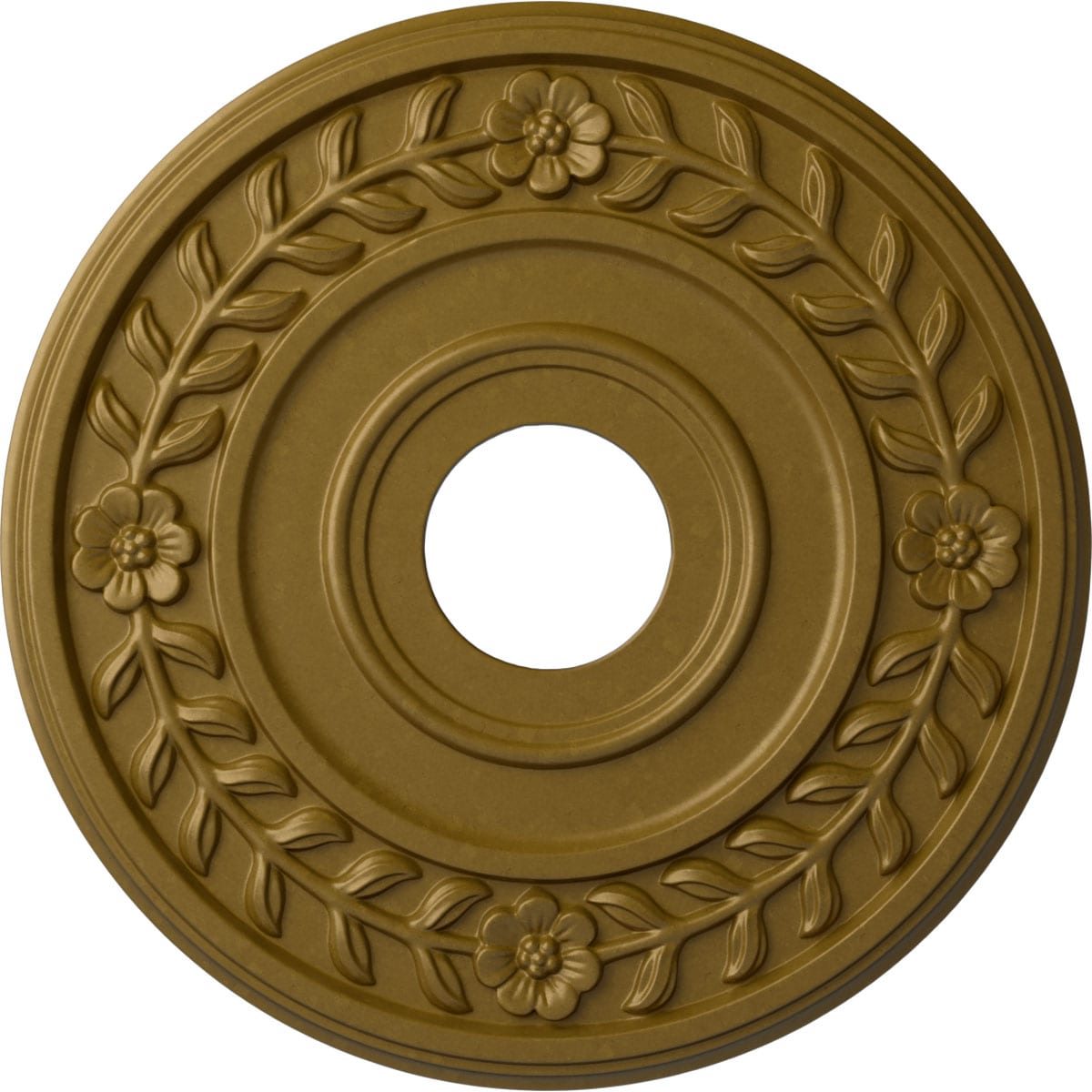 Ekena Millwork CM16WRGLS Wreath 16.25-in W x 16.25-in L Painted Gold Polyurethane Whole Ceiling Medallion