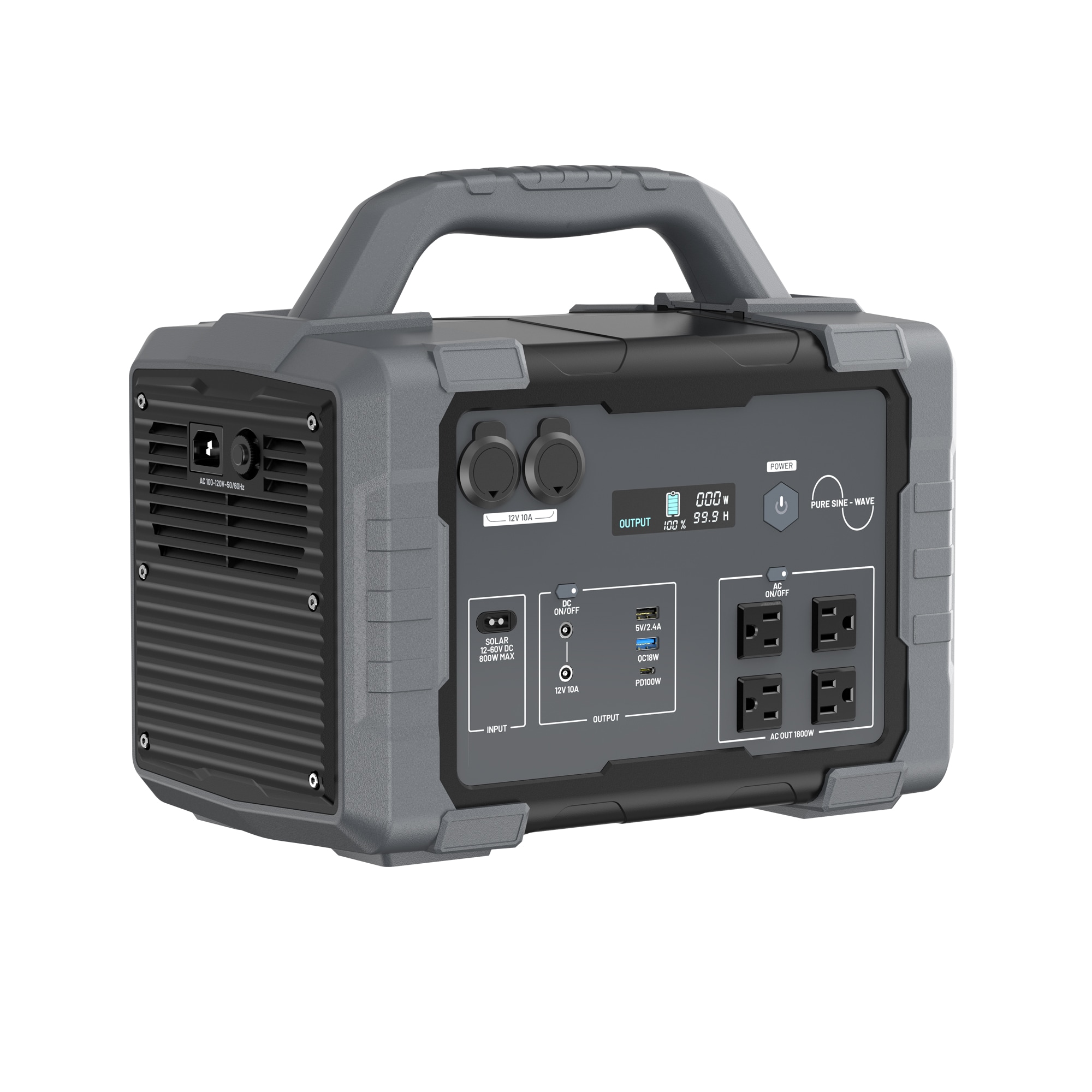 LUXEYARD 1800W Portable Power Station Battery Backup with 100W USB-C PD Pure Sine Wave AC Outlet Ultra-Fast Charging for Home Backup Camping RV Outdoor Emergency #DS-L-HWCN3