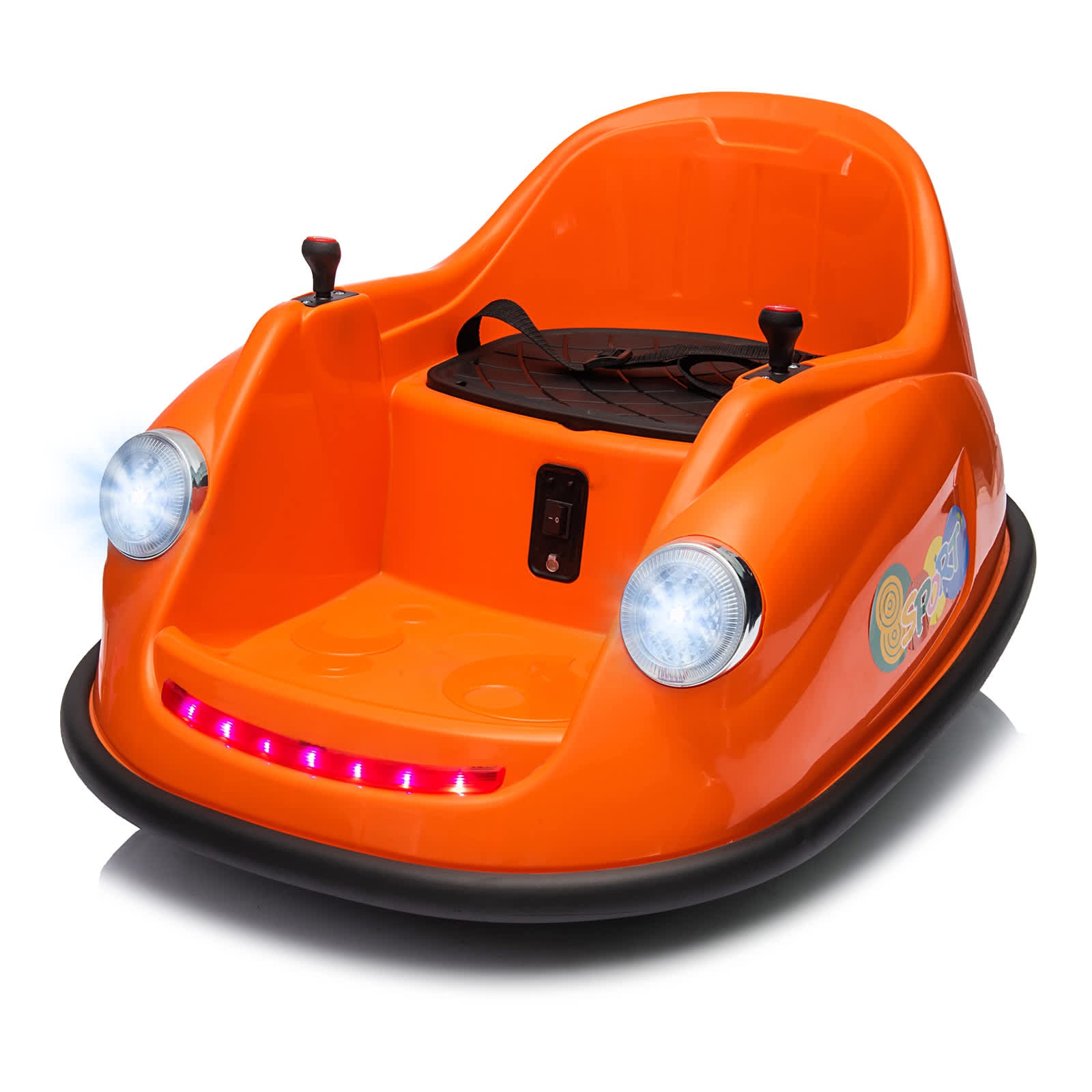 Qeetex TCPTO0Z68B1HQ 12V Bumper Car For Toddlers With Remote Control 360 Degree Spin Lights And Sounds Electric Kids Ride On Vehicle Orange