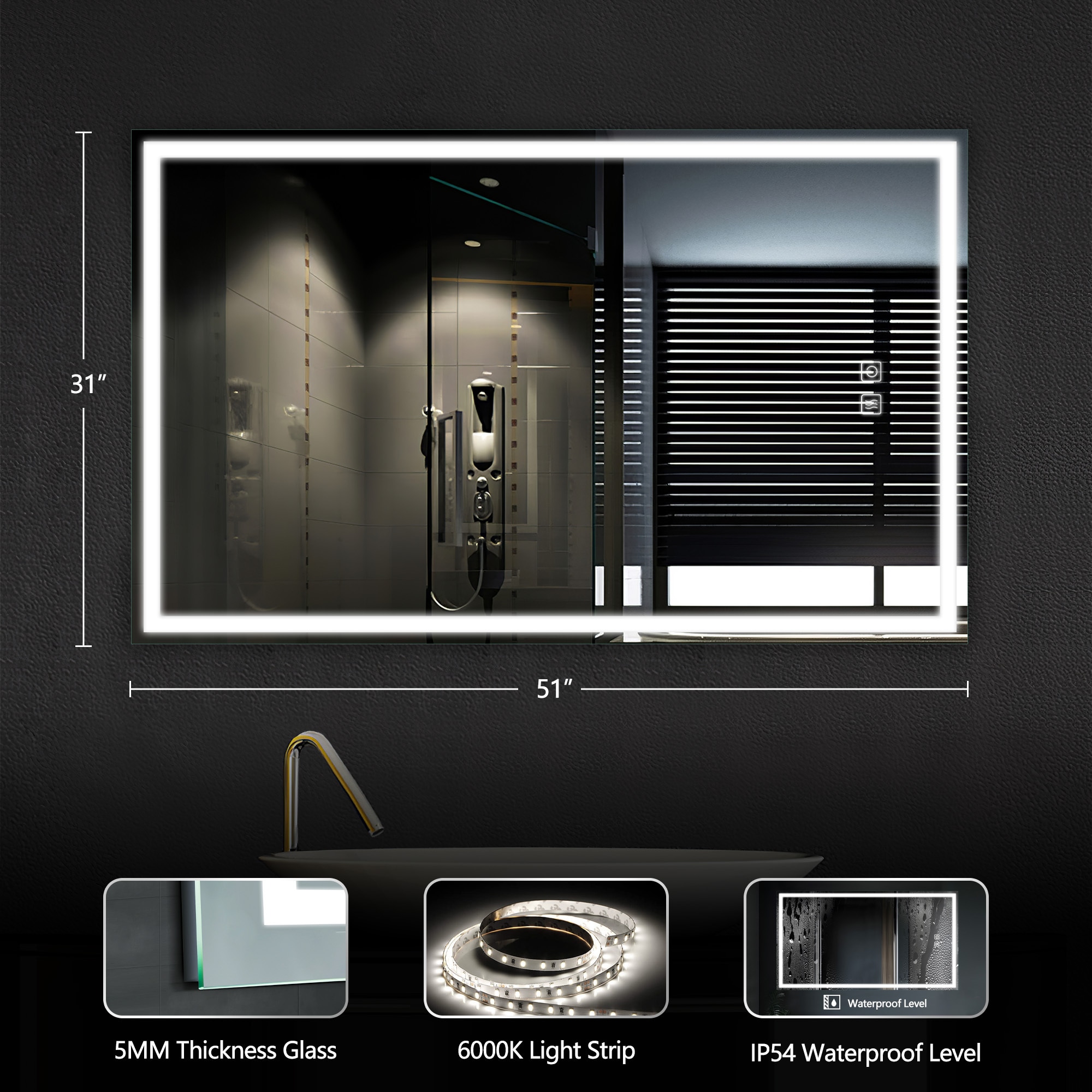 Dovelina LS-A-MR03093 Framed-Bath-Mirrors - View #6