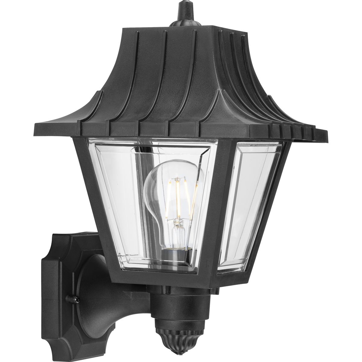 Black Energy Star Outdoor Wall Lantern with Clear Acrylic Panels