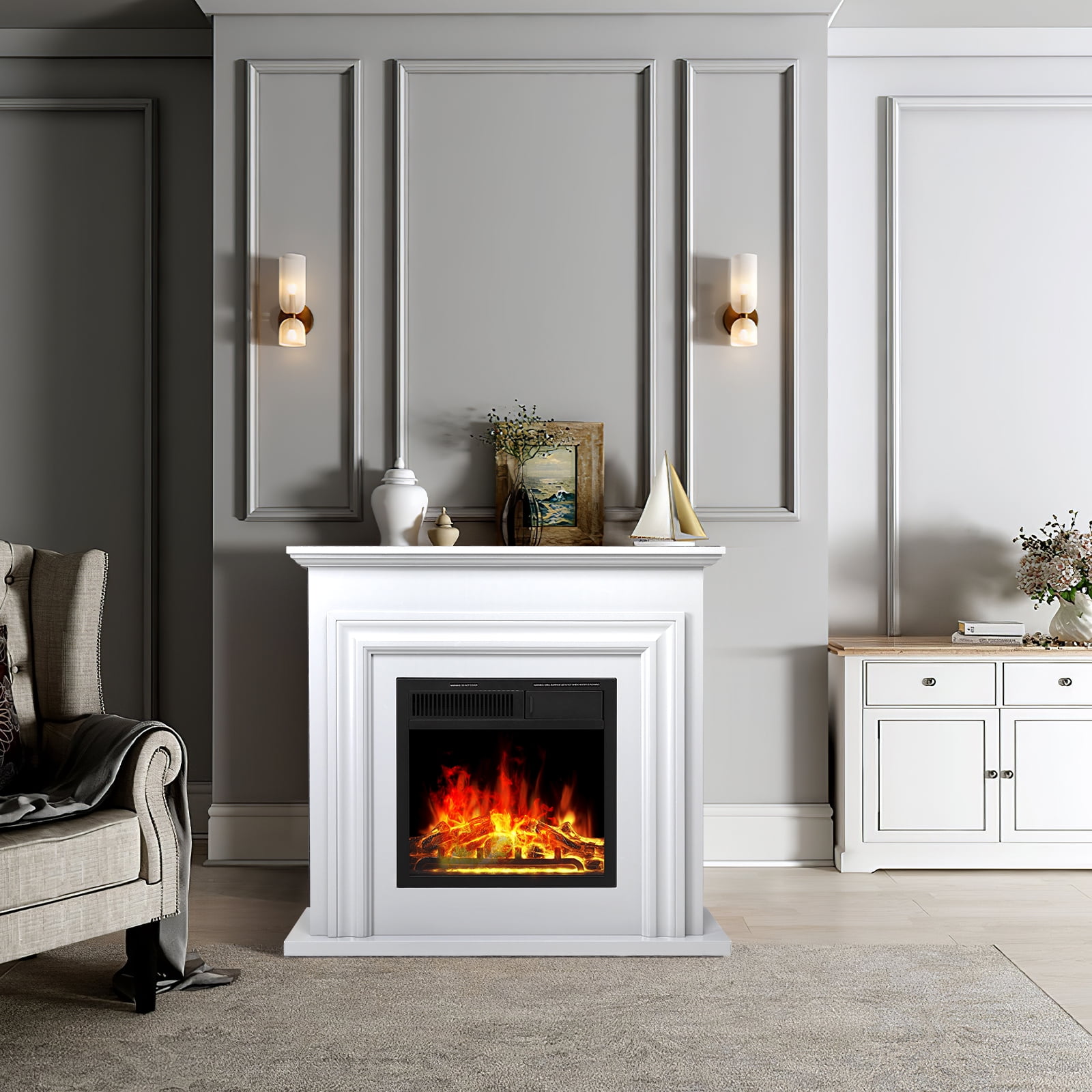 COWSAR M1804A-WHITE Electric-Fireplaces - View #9