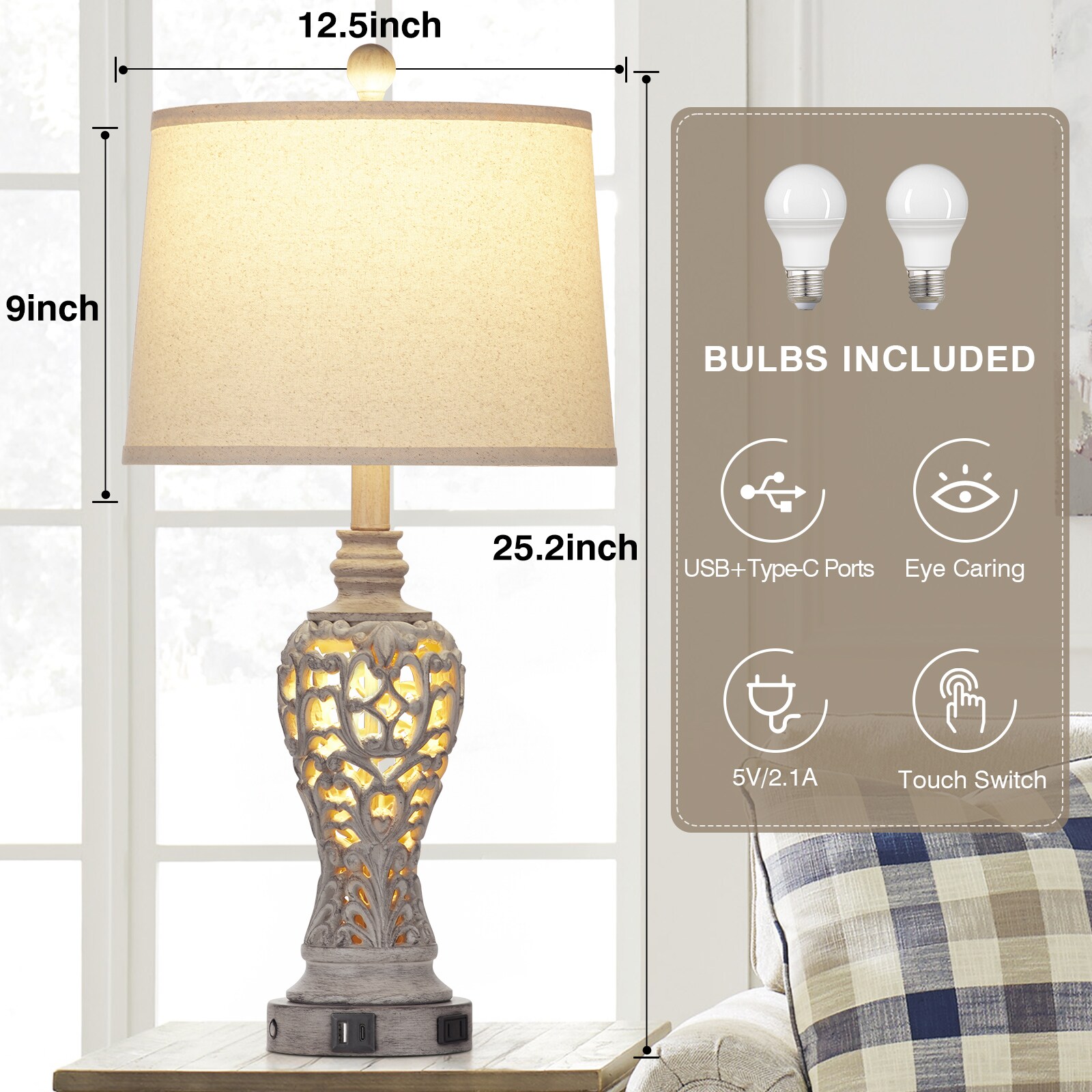 UrFurnishings TD-366 Table-Lamps - View #6