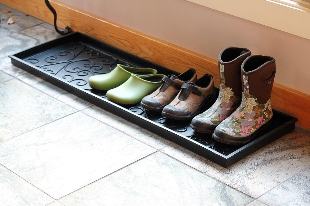 Indoor Outdoor Floor Large Home Boot Tray Black Heavy Duty Shoe Border Mat