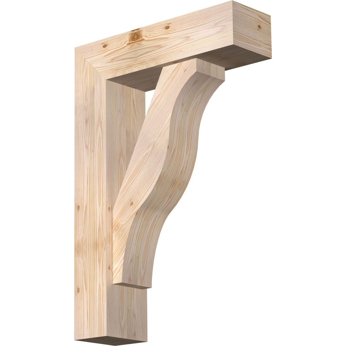 Ekena Millwork 1462581 Funston Block Smooth Bracket with Offset Brace 7-1/2-in x 26-in x 38-in Douglas fir Brown Wood Standard bracket
