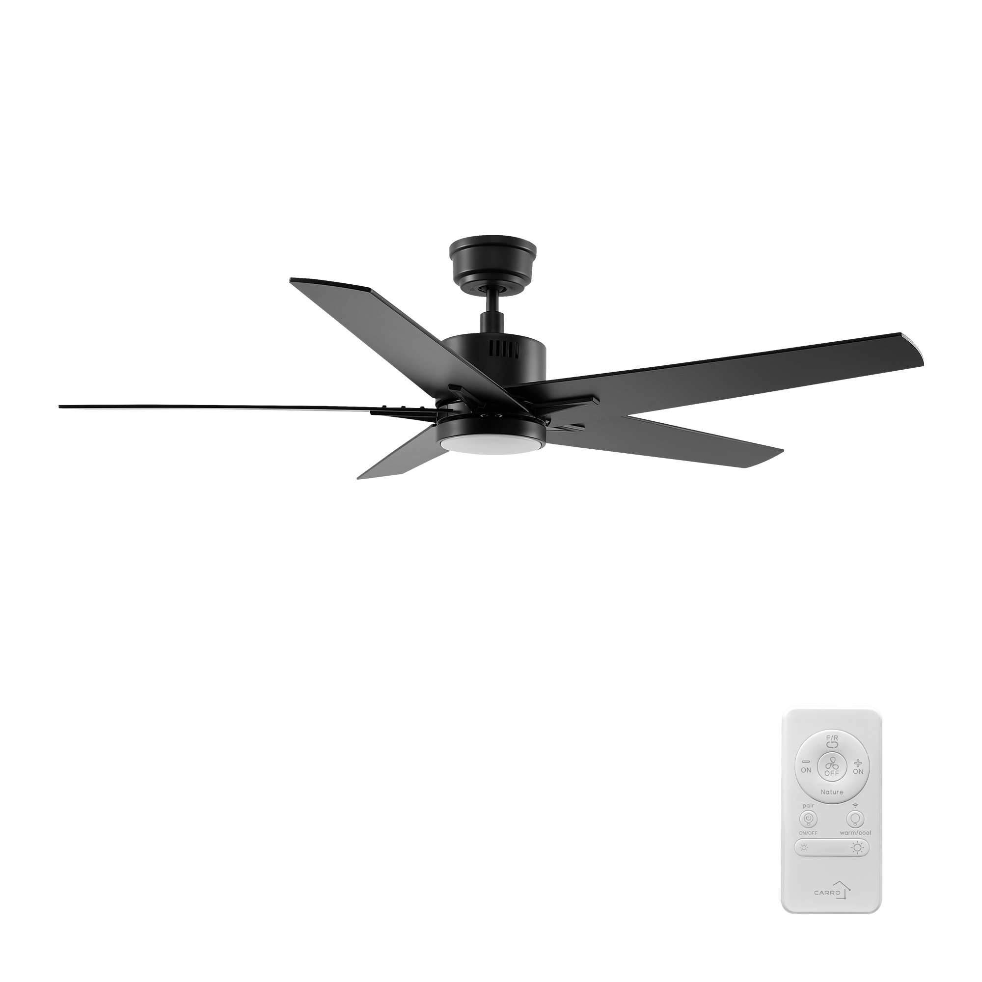 CARRO USA LSFR525G3-L11-BX-1 Coro 52-in Color-Changing Integrated LED Smart Black with Black/Taupe Blades Ceiling Fan With Light - Remote Included ( 5 -Blade )