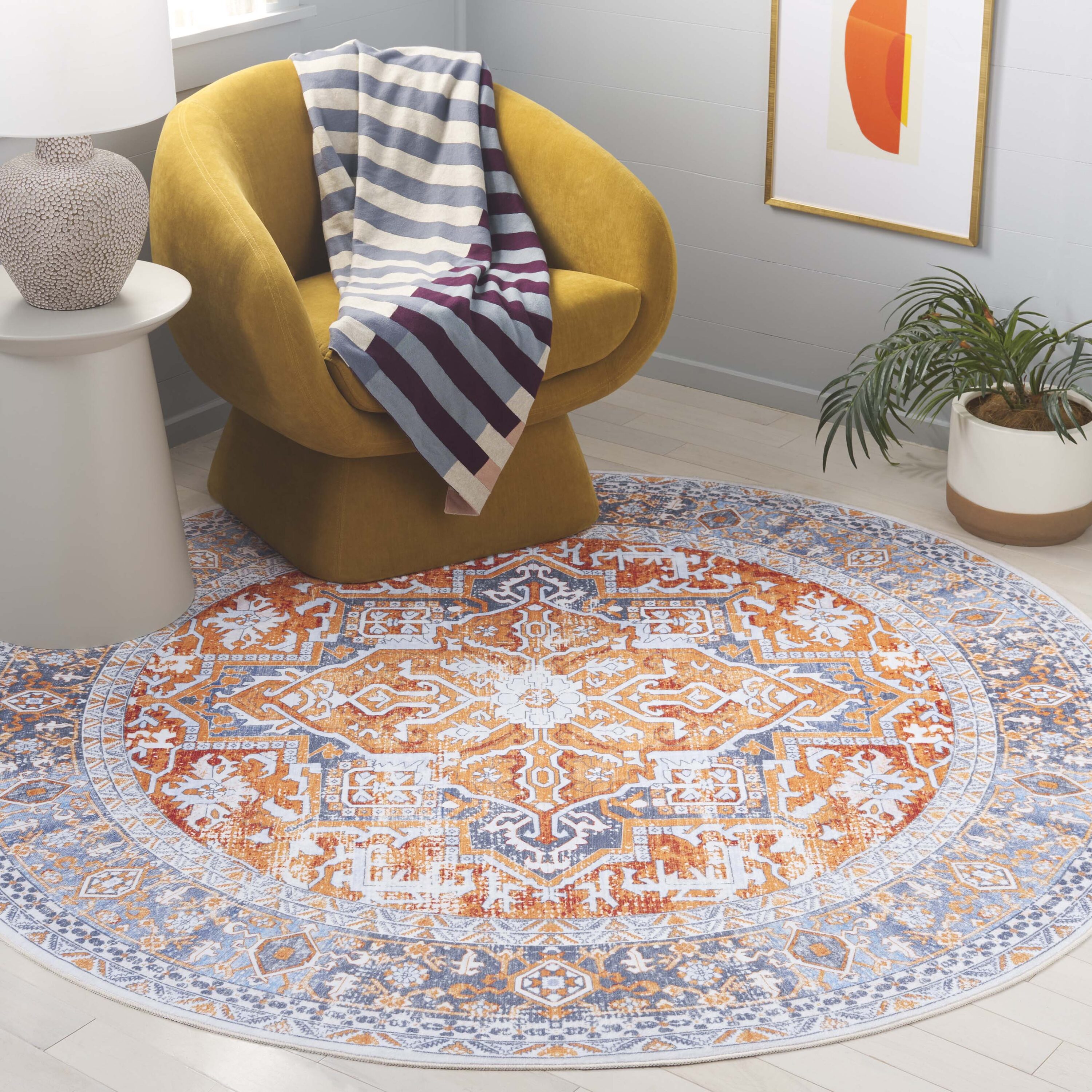 Arizona 323R Rust Dark Grey 6ft x 6ft Traditional Rug