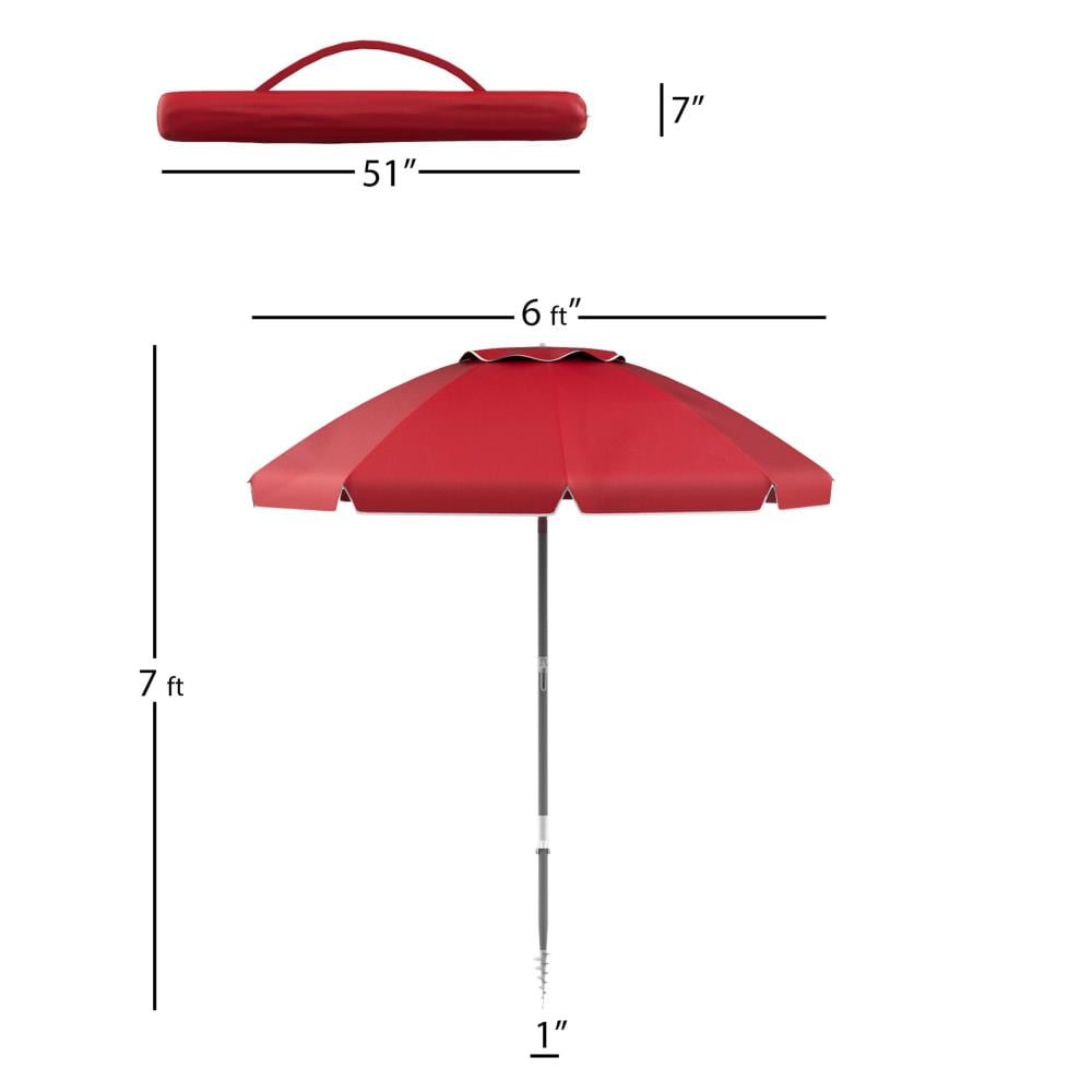 Nature Spring 6 Ft Red Beach Umbrella In The Beach Umbrellas Department At 9536