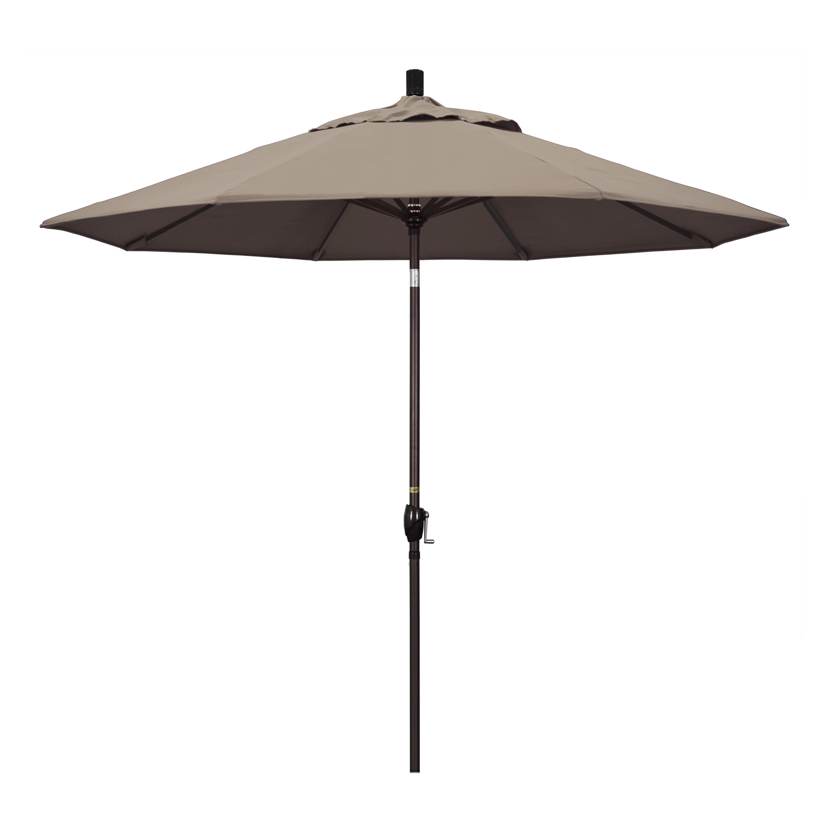California Umbrella 7.5 Round Aluminum Patio Umbrella with Valance Antique Beige Olefin Silver Pole 3-Way Tilt Crank Lift 