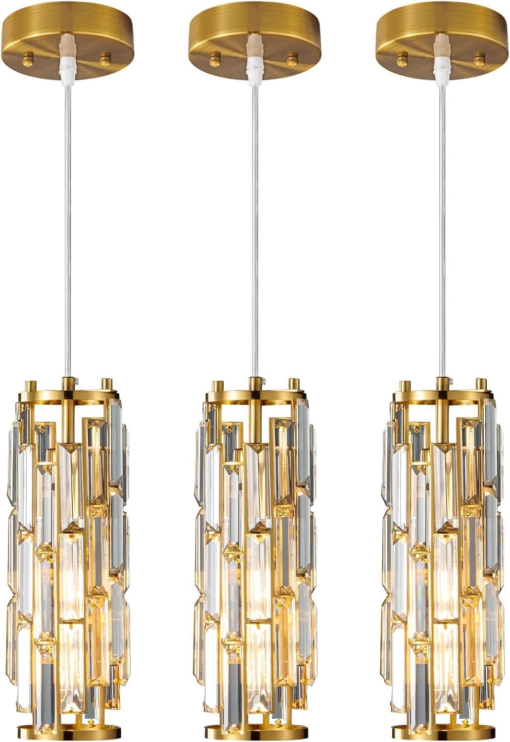 LMQNINE Pendant Lights Modern Gold Pendant Light Mini Crystal Chandelier Pendant #LI-PDL-3GD