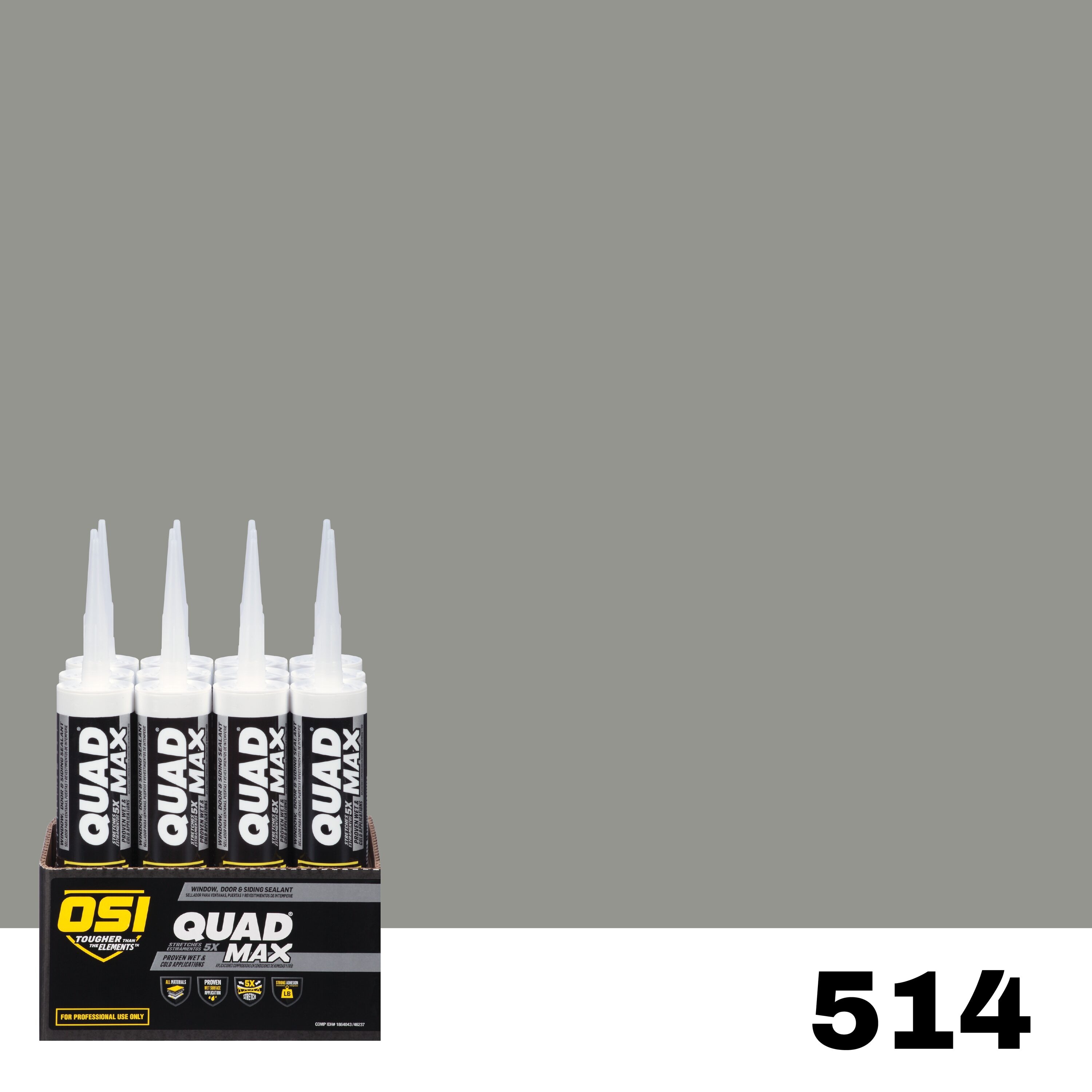 OSI 1869457 Quad Max 12 -Pack 10-oz Window door Gray 514 Paintable Advanced Sealant Caulk