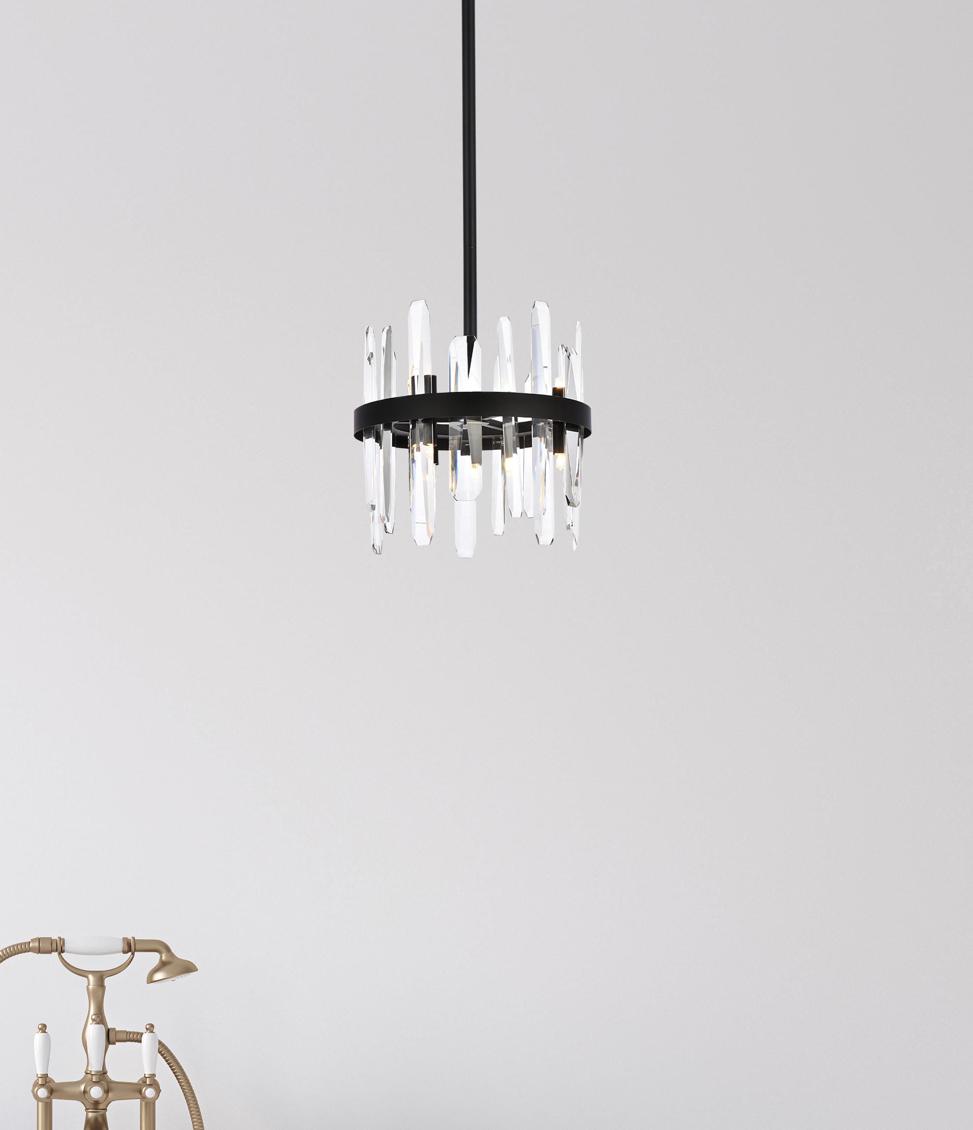 Serena Black Iron Pendant with Clear Crystal Prisms