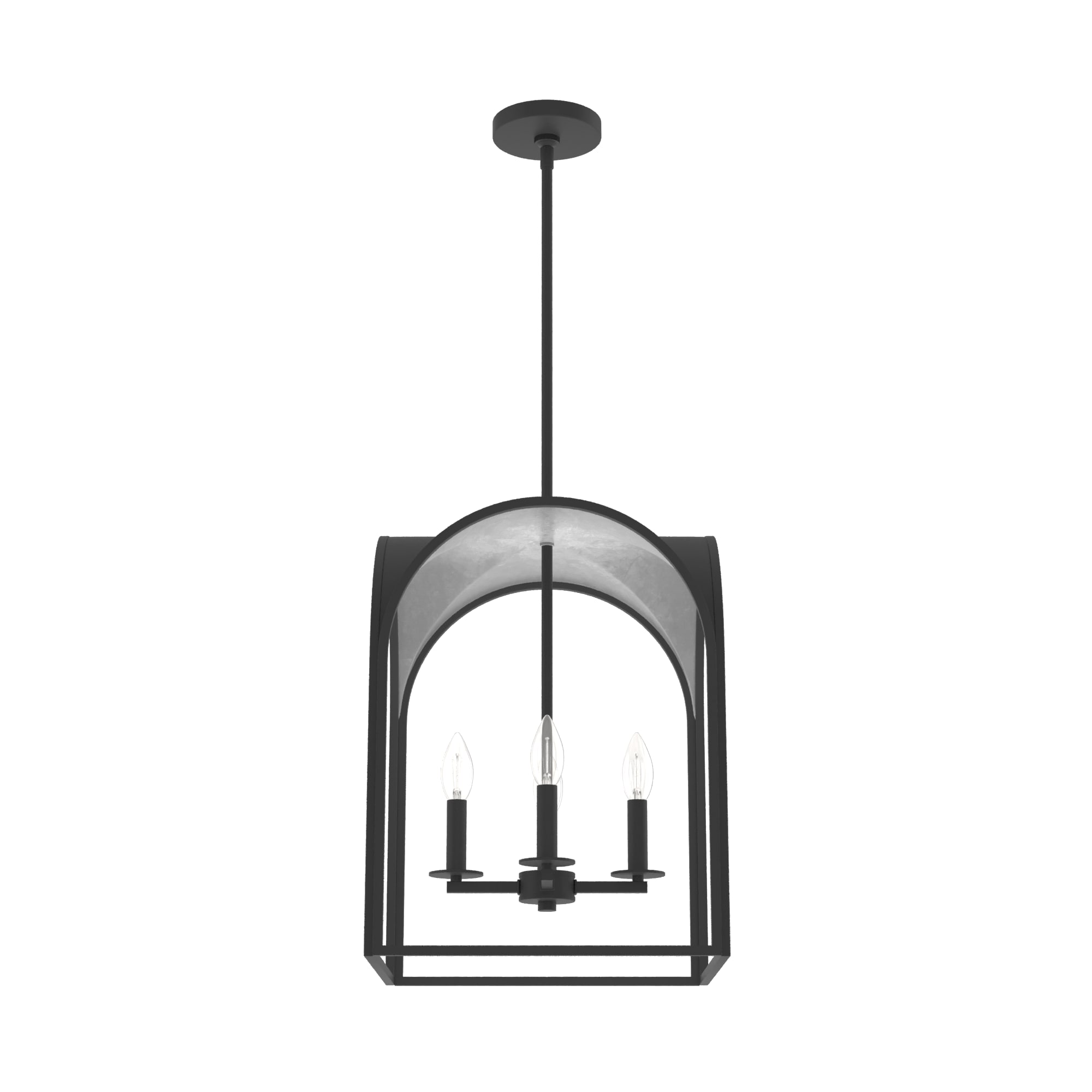 Hunter Dukestown 4-Light Natural Iron with Gold Leaf Transitional Lantern LED Medium Hanging Pendant Light