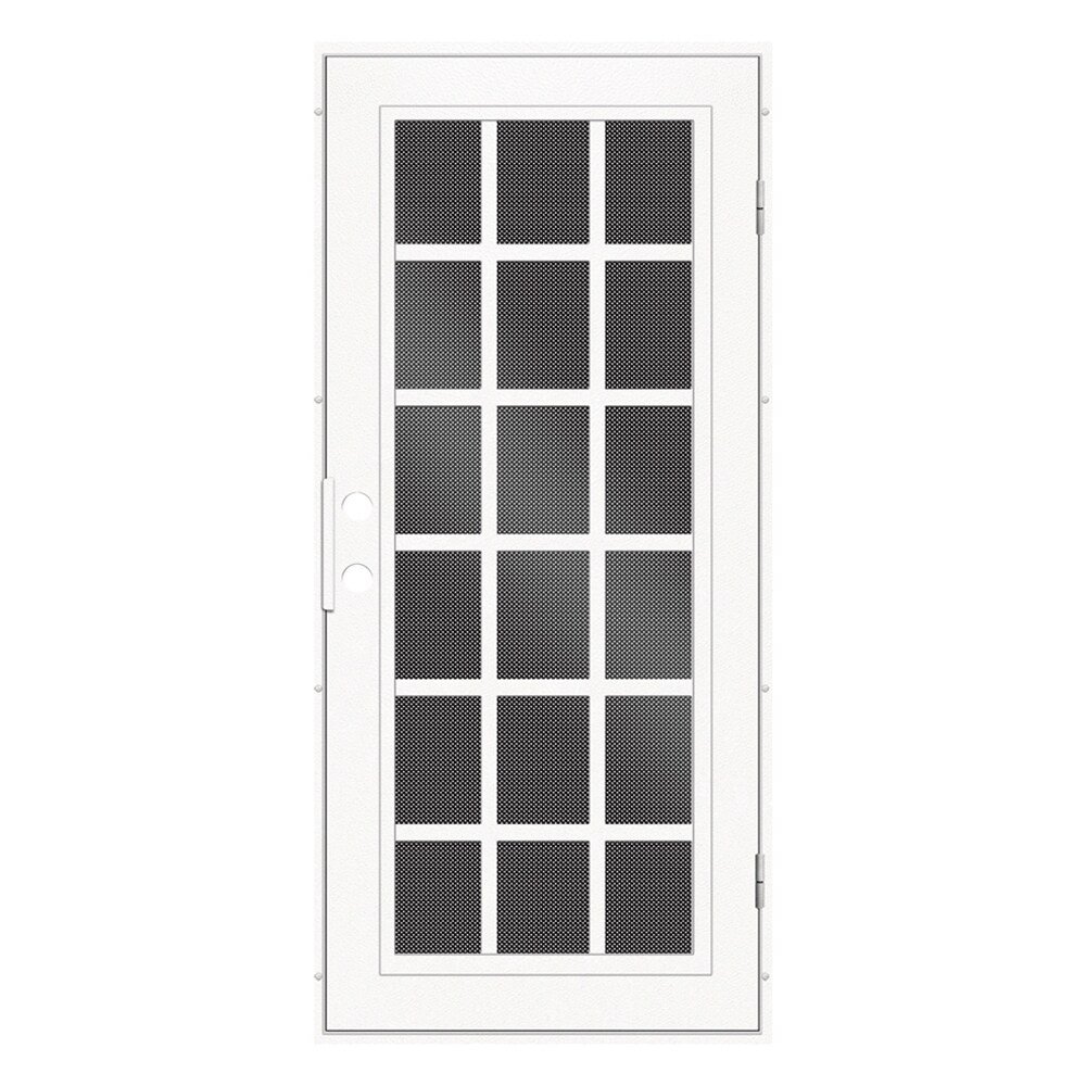 Premium Aluminum Security Door 30-in x 80-in White Aluminum Surface Mount Left-Hand Outswing Security Door with Black Screen | - TITAN 3S2026CL1WT00A