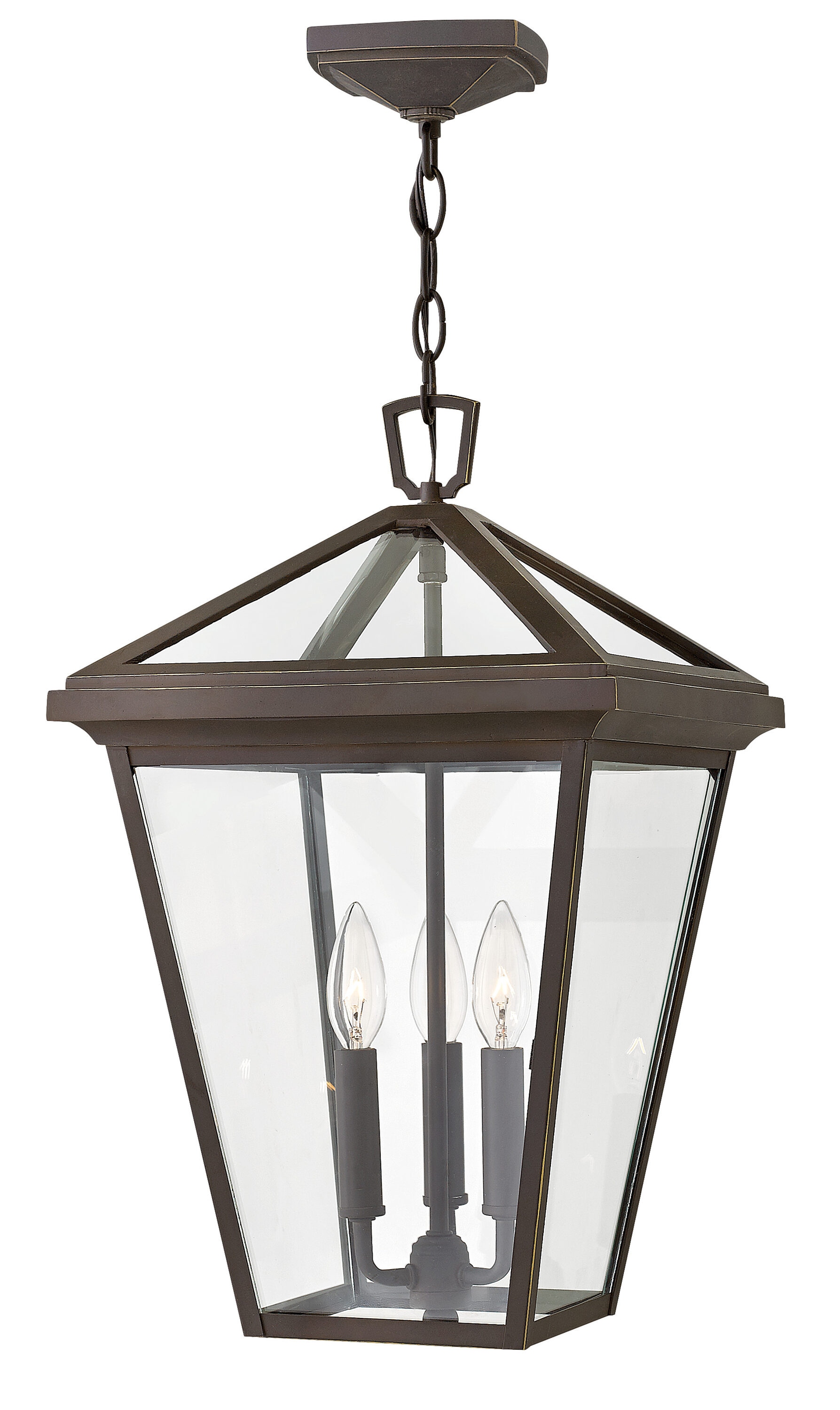 Hinkley 2562OZ Alford Place 3 -Light Oil Rubbed Bronze Traditional Clear glass Lantern Medium Outdoor Hanging Pendant light