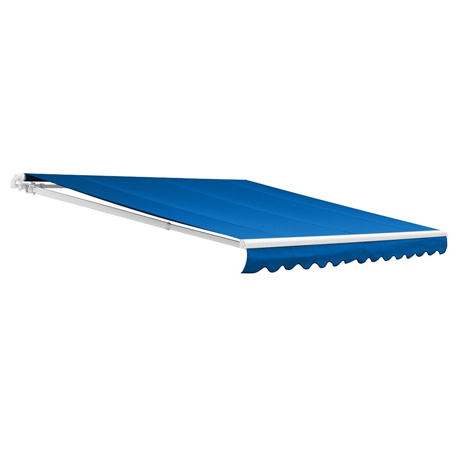 NuImage Awnings KNS04156G0772 156-in Wide x 96-in Projection x 9-in Height Fabric Blue Solid Manual Retractable Patio Awning