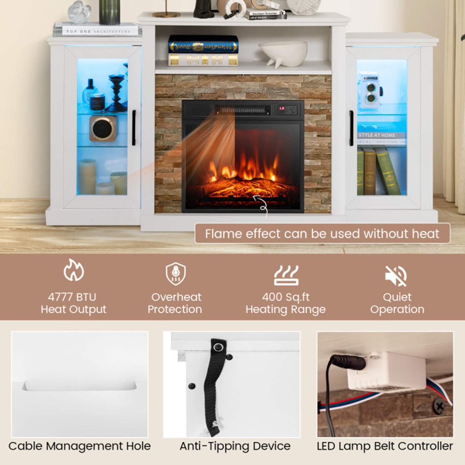Clihome CL-FP10181WH Electric-Fireplaces - View #9