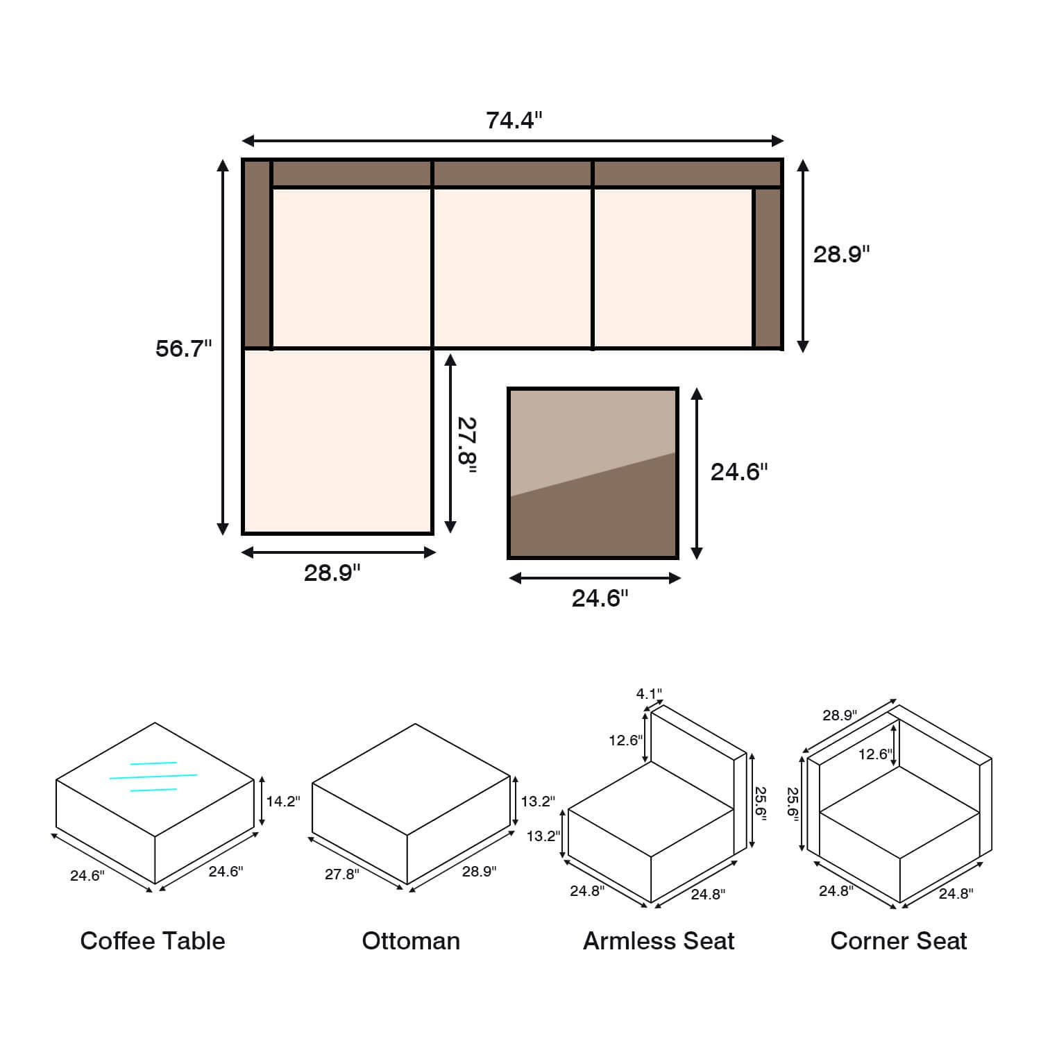 Patiowell WES-1OT01AS0-BG4 Patio-Sofas-Daybeds - View #9