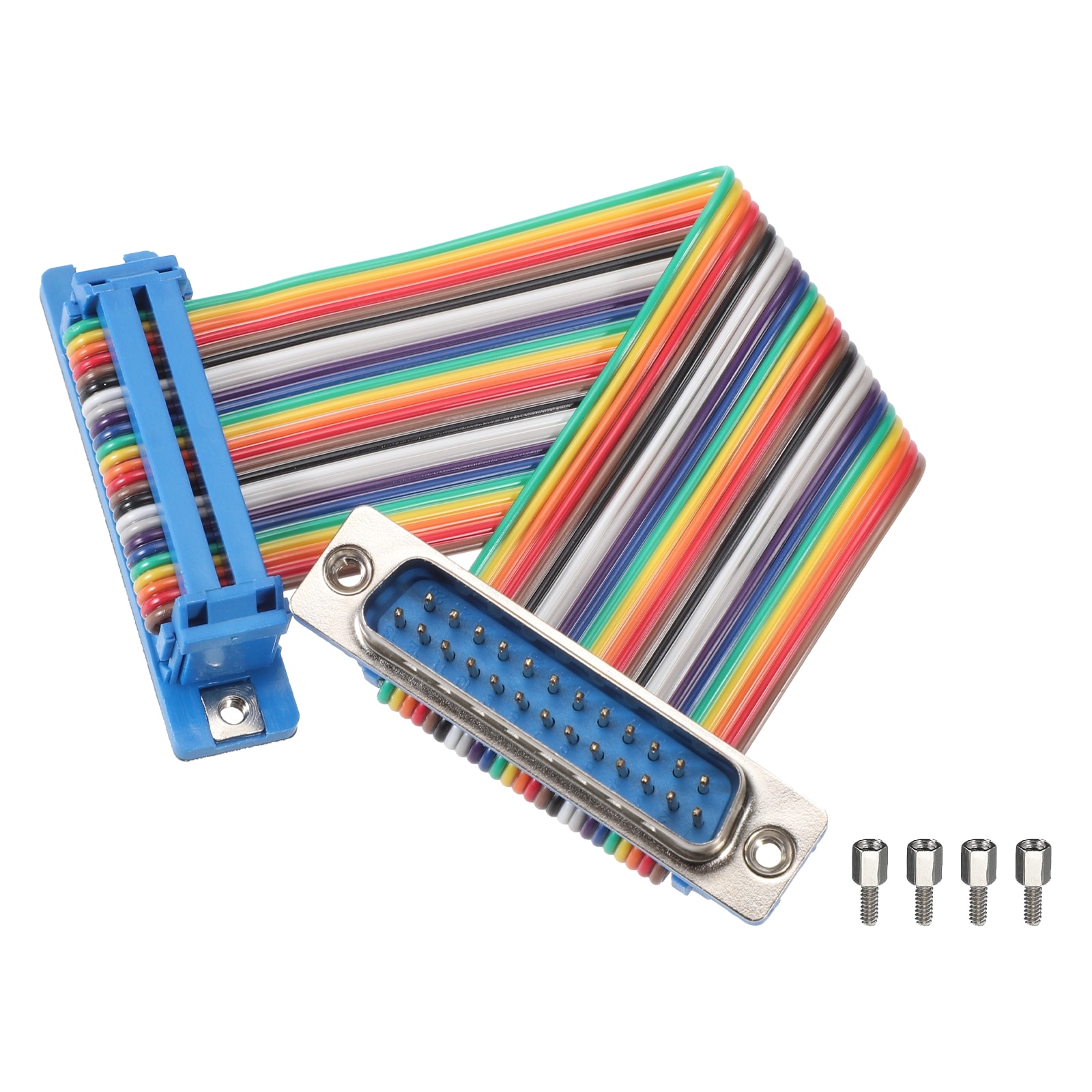 Unique Bargains 1pc IDC Rainbow Wire Flat Ribbon Cable DB25 Male to DB25 Female 3.9-Inch Length 2.54mm Pitch Breadboard Jumper Wires for Electronic Projects #S26050800UX5671
