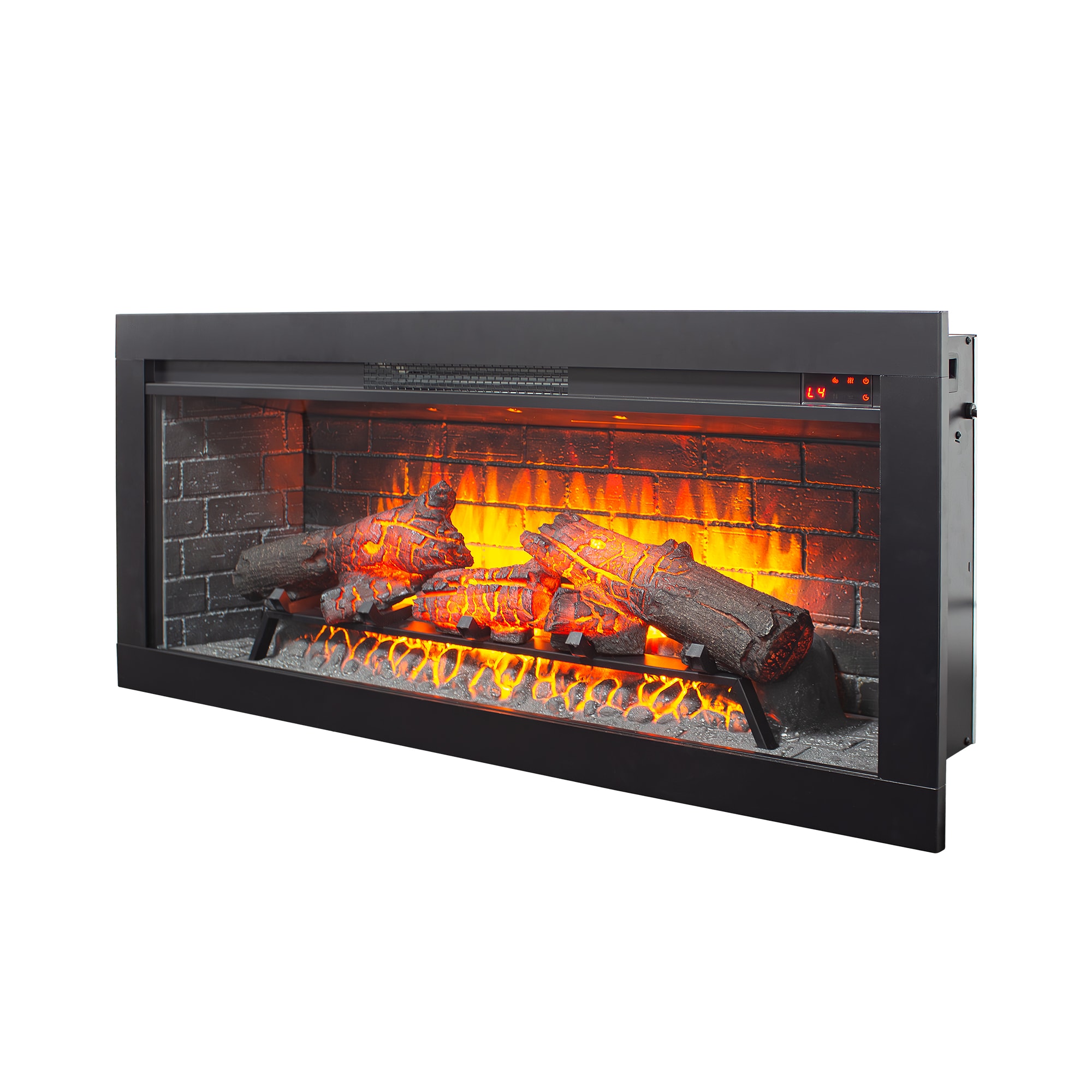 HyperDrop Cart 42-in Heavy-Duty Infrared Electric Fireplace Insert with Removable Trim Kit Touch Panel Heater for Home Decor