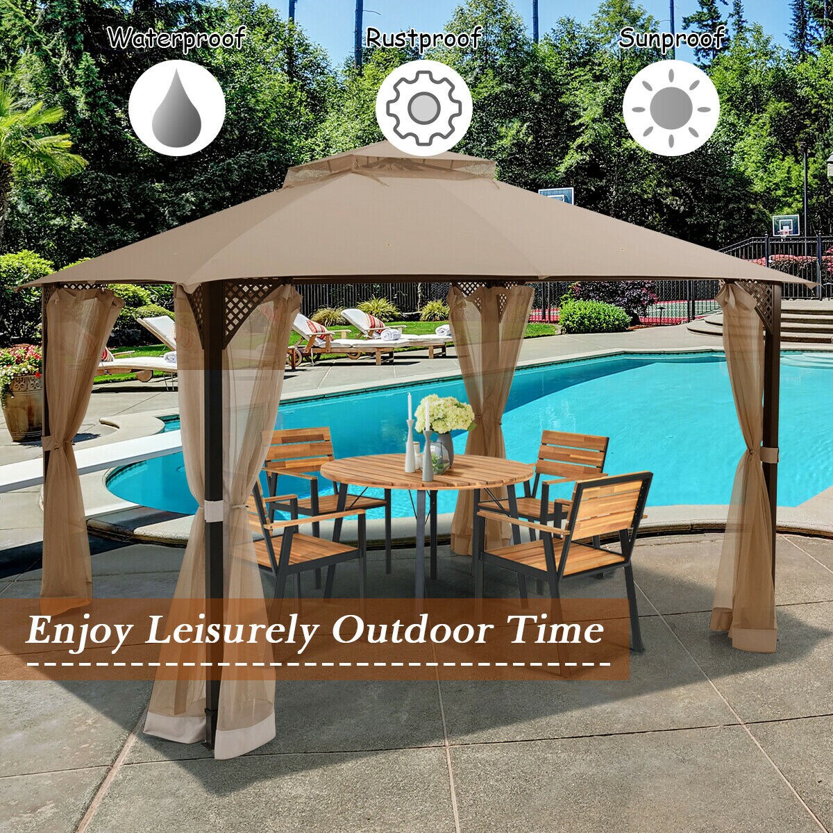 Forclover HYFE-70382CF Wood-Resin-Gazebos - View #2