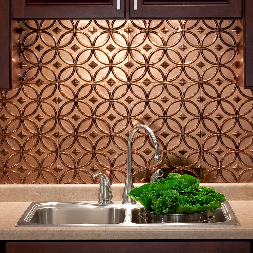 Fasade Rings 18.5-in x 24.5-in Oil Rubbed Bronze Backsplash Panels in ...