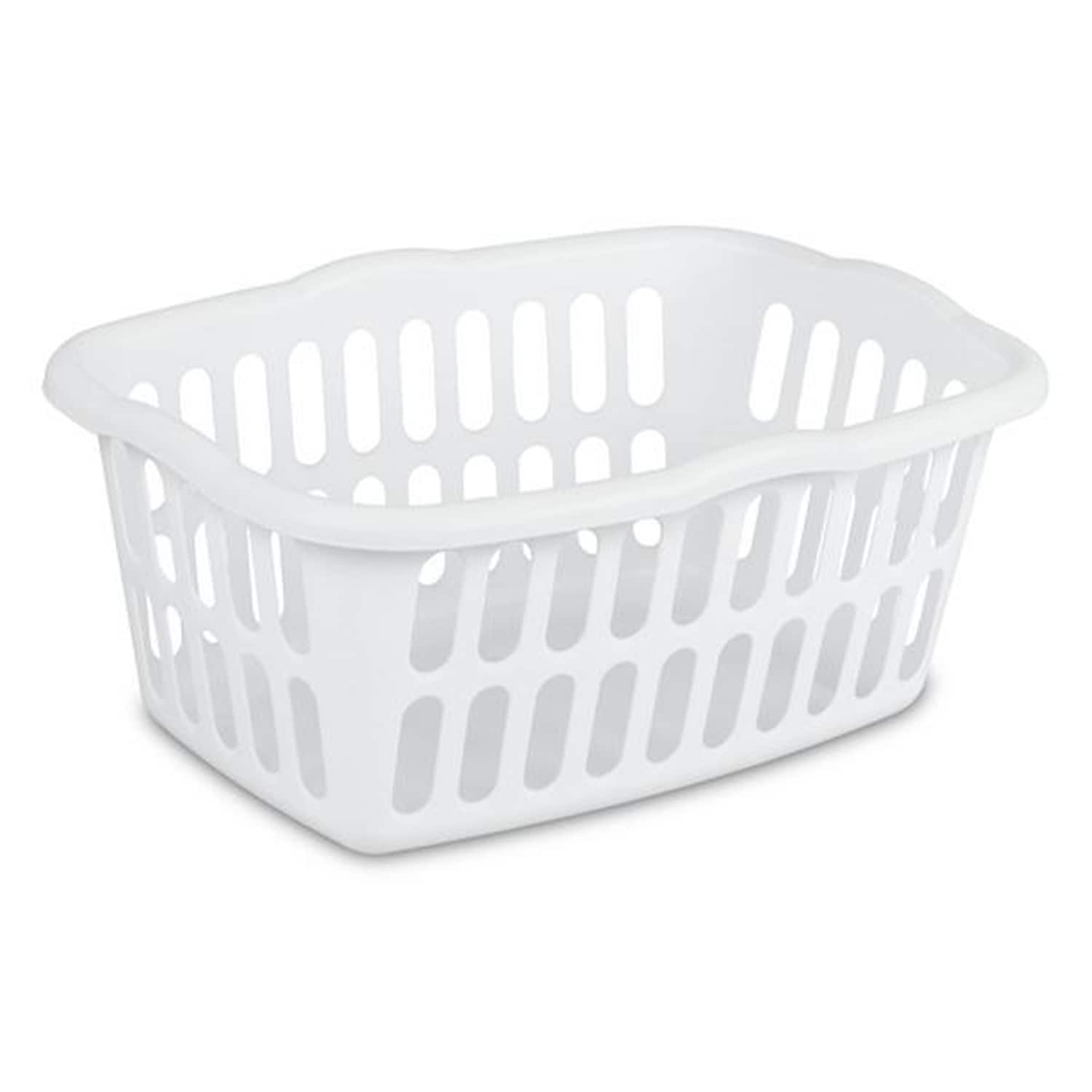 White Stackable Plastic Laundry Baskets, 12-Pack, 1.5 Bushel