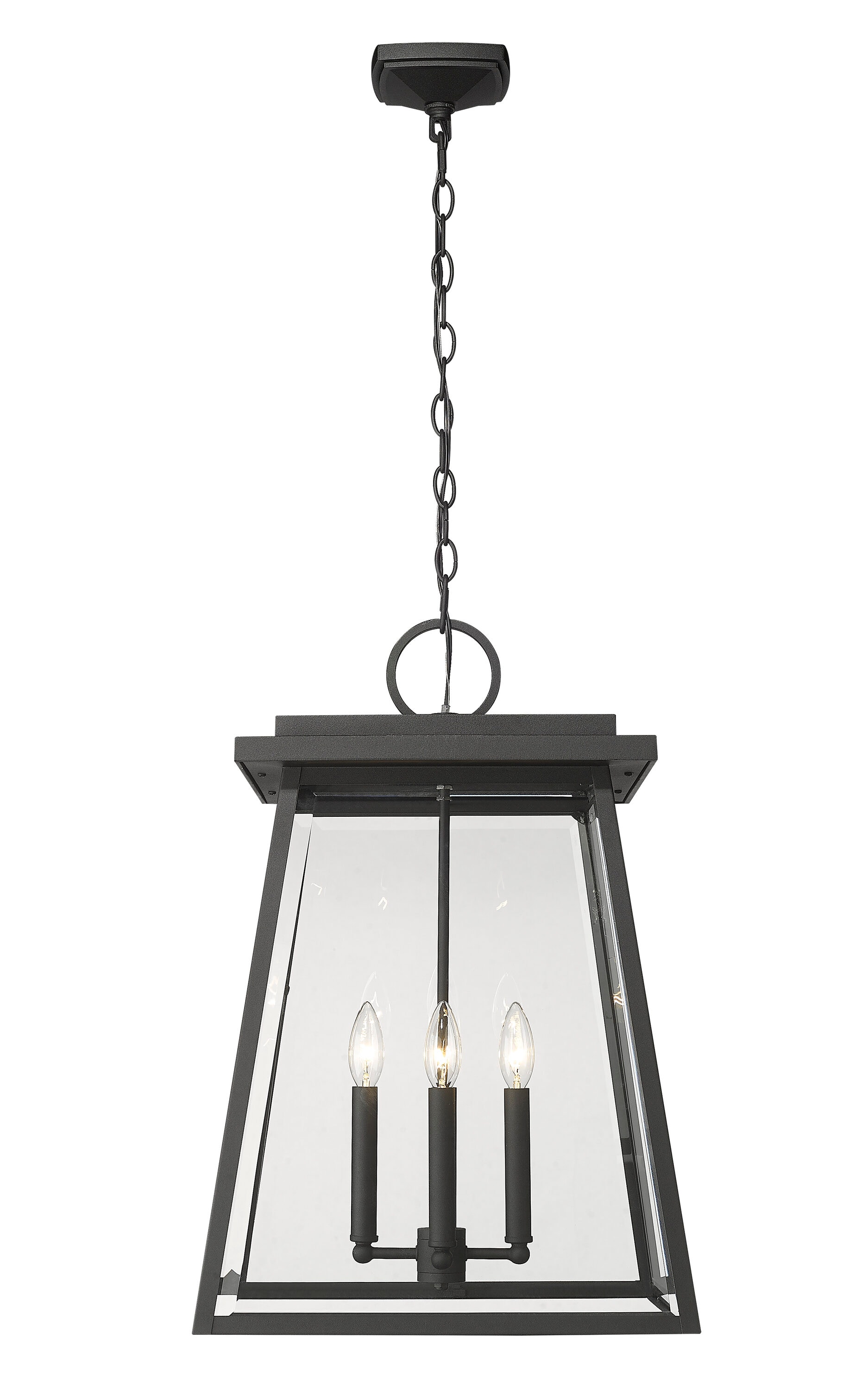 Z-Lite Broughton 4-Light Black Craftsman Beveled Glass Square Medium ...