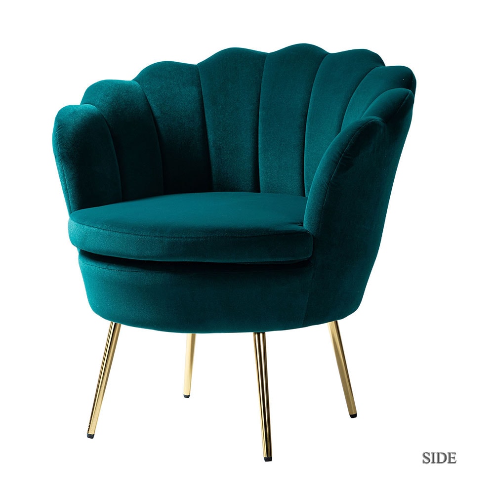 14 Karat Home CHM0119-TEAL Modern TEAL Velvet Barrel Chair