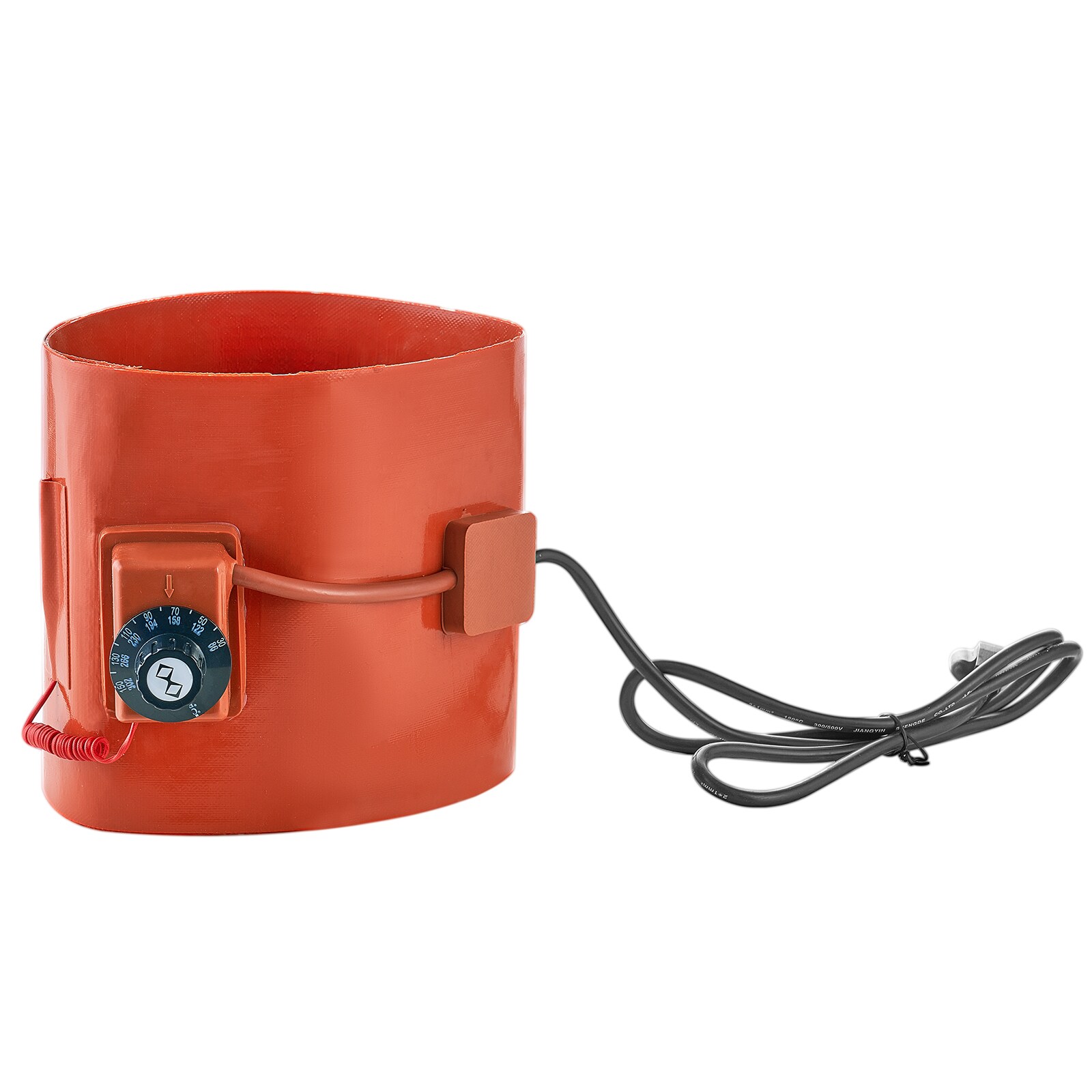 GIVIMO 1200-W Silicone Drum Heater Band for 55-Gal Barrels 10-in Width 68.5-in Wrap Length with 86 to 302-Degree F Adjustable Thermostat Fahrenheit and Celsius Switching Grounded Element and Tool-Free Fit in Orange for Grease and Oil Drums