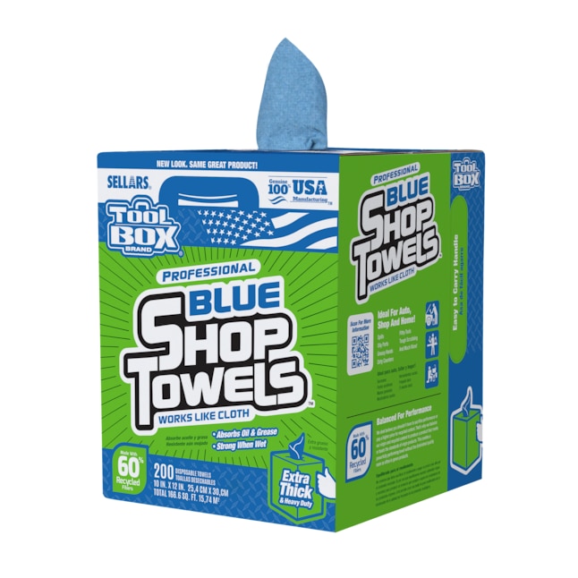 SELLARS Blue Shop Towels, 200Ct Box - Made in USA - Soft, Strong &  Absorbent - Convenient Dispenser Box - Ideal for Cleaning - Cleaning Cloths  in the Cleaning Cloths department at