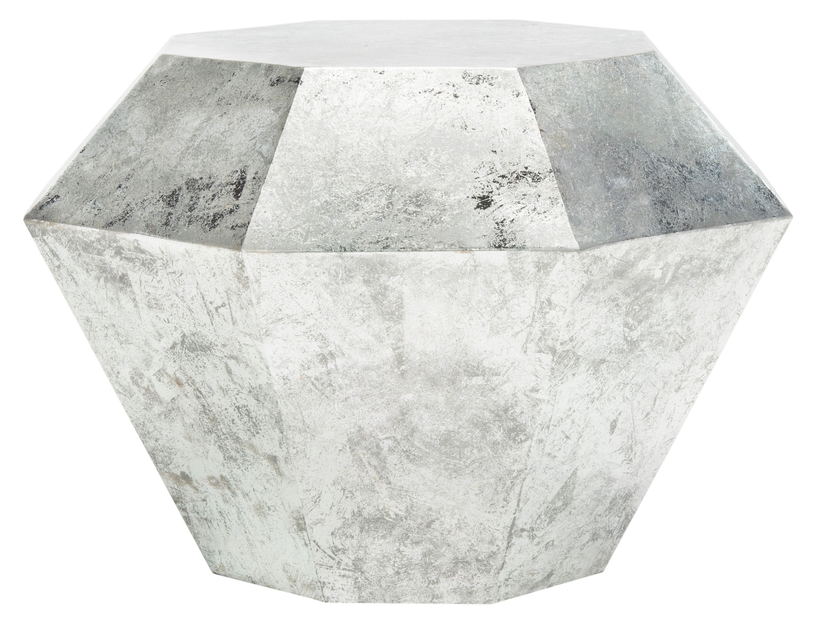 Safavieh FOX3219B Grace 25.0-in W x 18.0-in H Antique Silver Metal Octagon Glam End Table