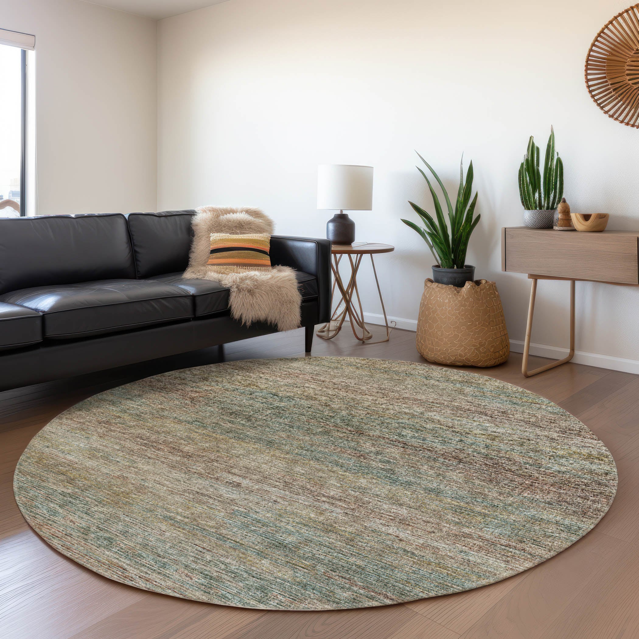 Addison Rugs AMF32MU8RO Mayfield AMF32MU 8 x 8 (ft) Loomed Polyester Multi Round Indoor Abstract Machine washable Area rug