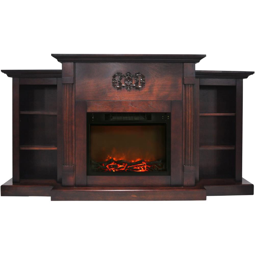 Cambridge CAMBR7233-1WAL 72.3-in W Walnut TV Stand with Fan-forced Electric Fireplace