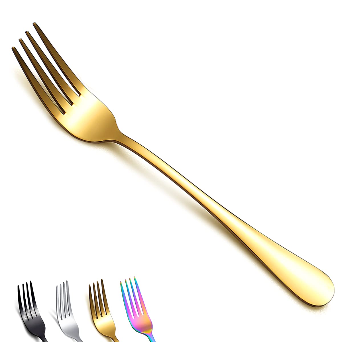 Aoibox  12 Piece Stainless Steel Dinner Fork Set with Titanium Gold Plating 7 9 in Dishwasher Safe Special Events