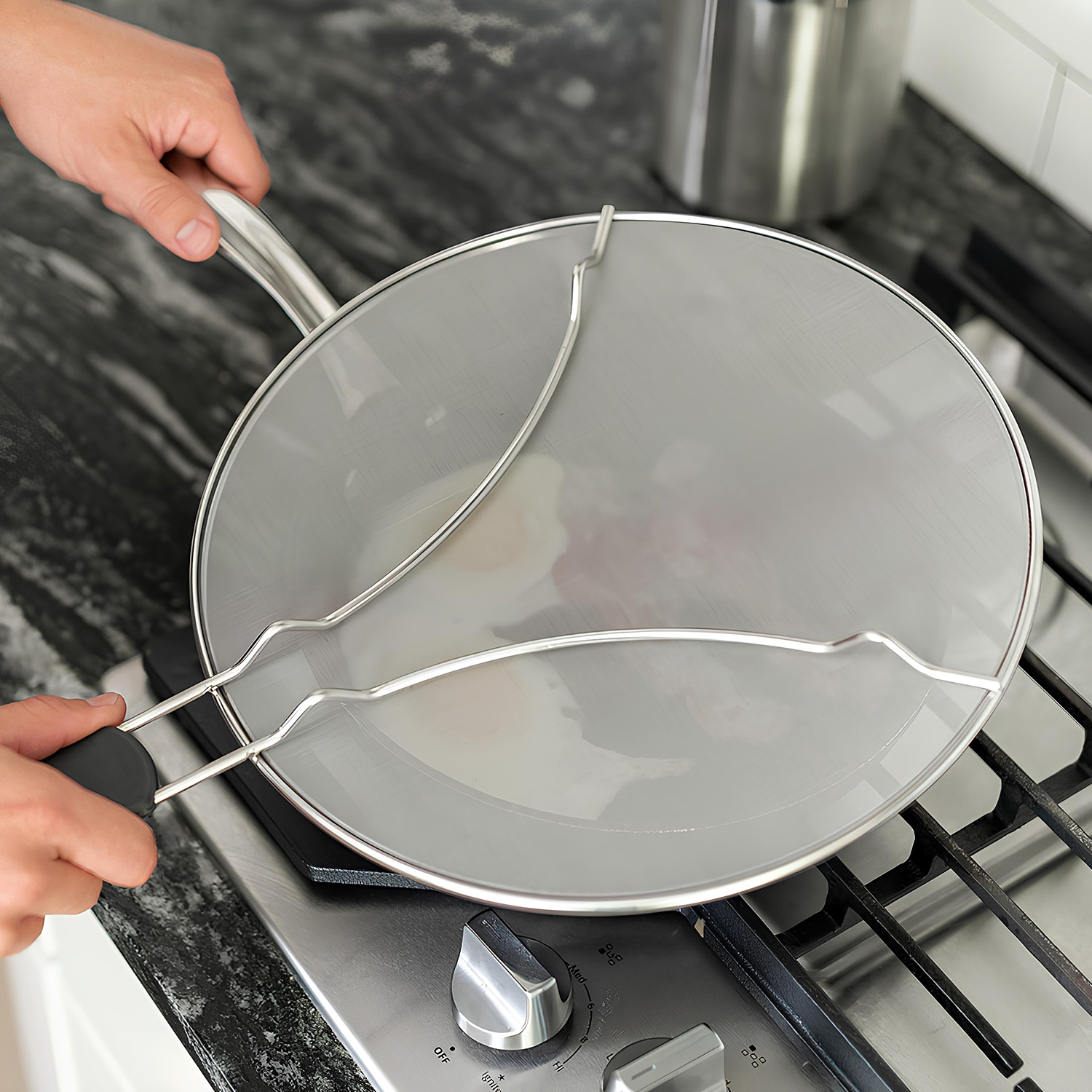 New Metal Mesh Splatter Cover Lid Cooking Frying Pan Kitchen