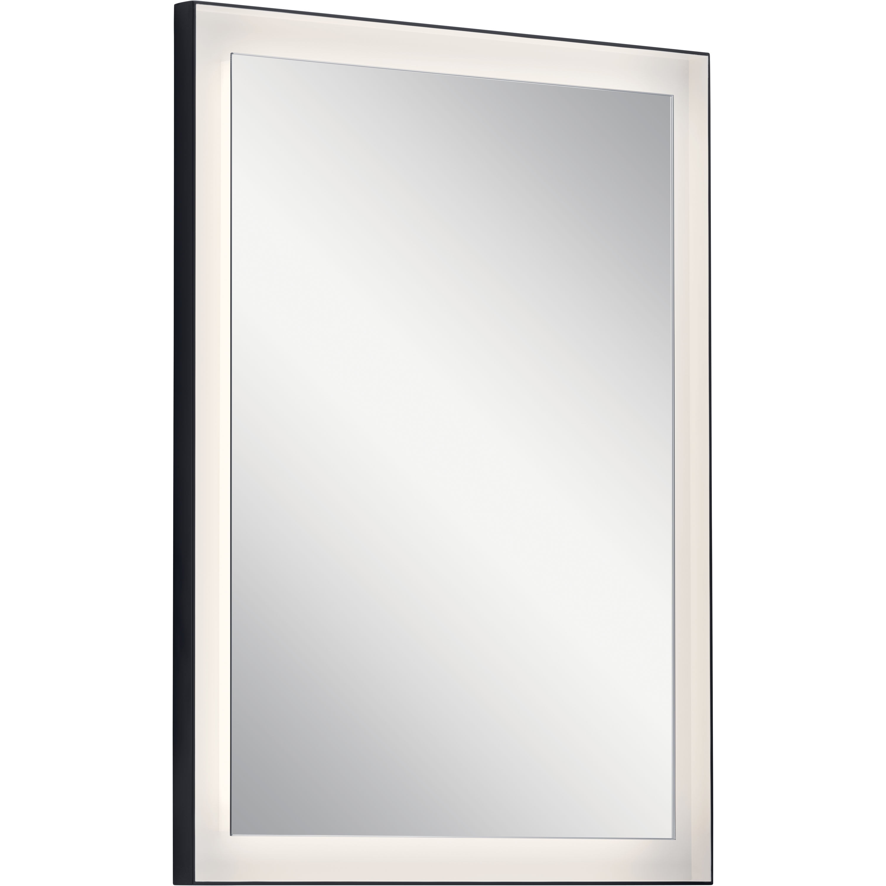 elan 84167 Ryame 23.5-in x 31.5-in Framed Frameless Rectangle Dimmable Lighted Bathroom Vanity Mirror ( Matte Black )