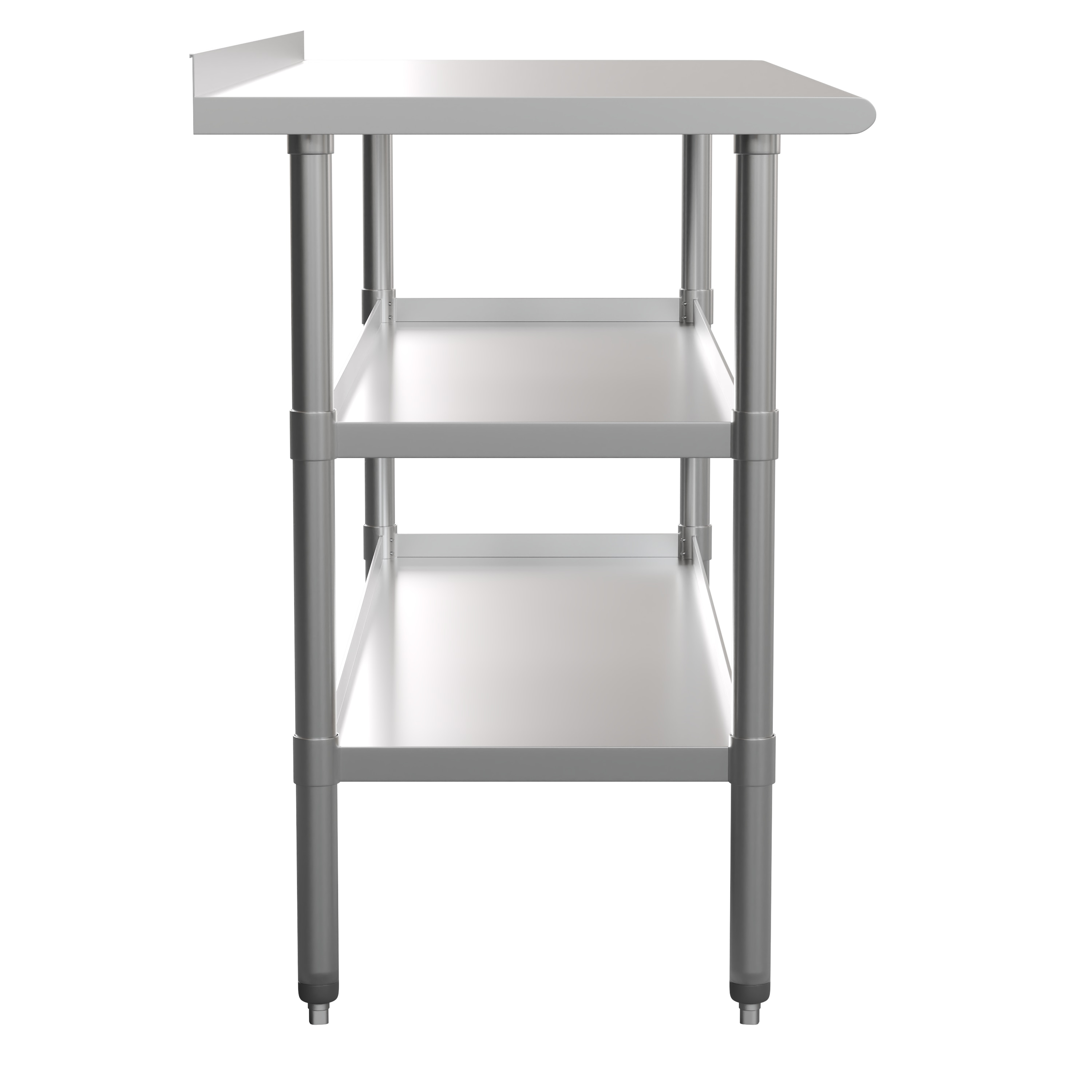 Silver Stainless Steel Kitchen Work Table with Adjustable Shelves