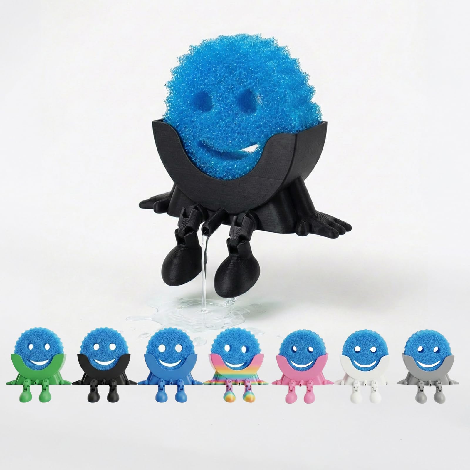 DYRCJ  Creative Hanging Sponge Holder with Drainage and Traceless Glue for Kitchen Sink Keeps Your Sponge Dry and Smiling Fits Round Smile Face