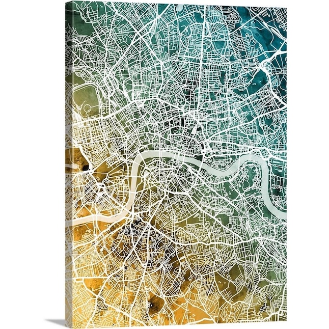GreatBigCanvas London England Street Map by M 24-in H x 18-in W Abstract  Print on Canvas in the Wall Art department at Lowes.com