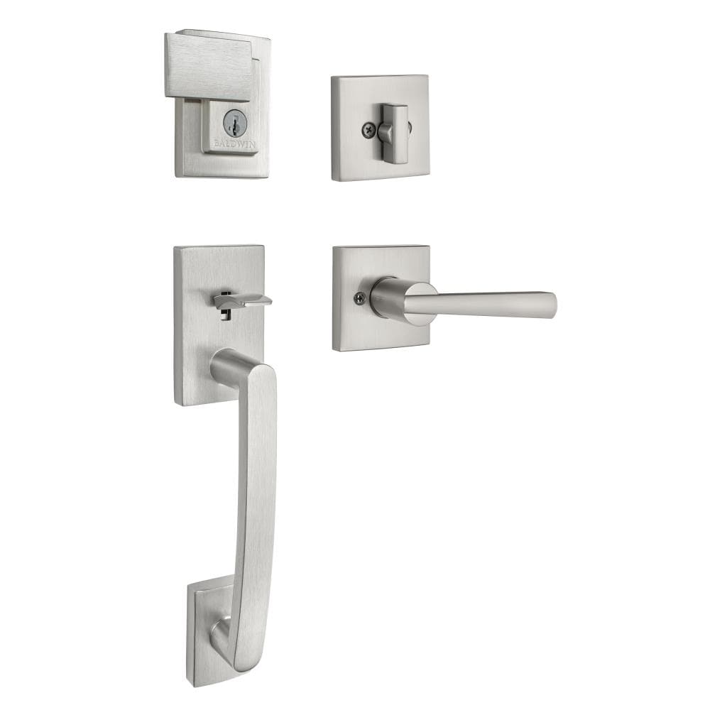 Baldwin Prestige Spyglass Satin Nickel Smartkey Single-Cylinder Deadbolt Keyed Entry Door Handleset Spyglass 180SPHXSPL SQR 15 SMT CP Uae Electronic uaeelectronic.com